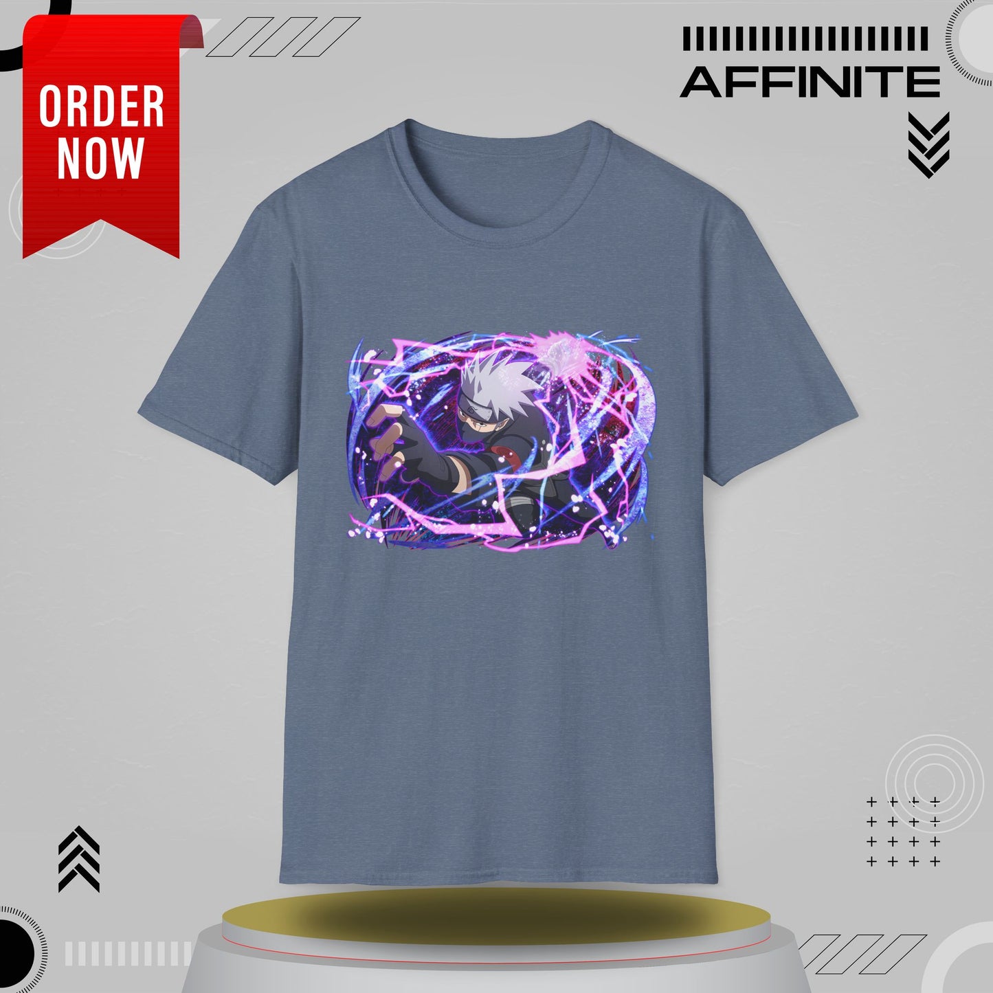 T-Shirt Unisex Softstyle T-Shirt - Bold Anime Kakashi Graphics Heather Indigo