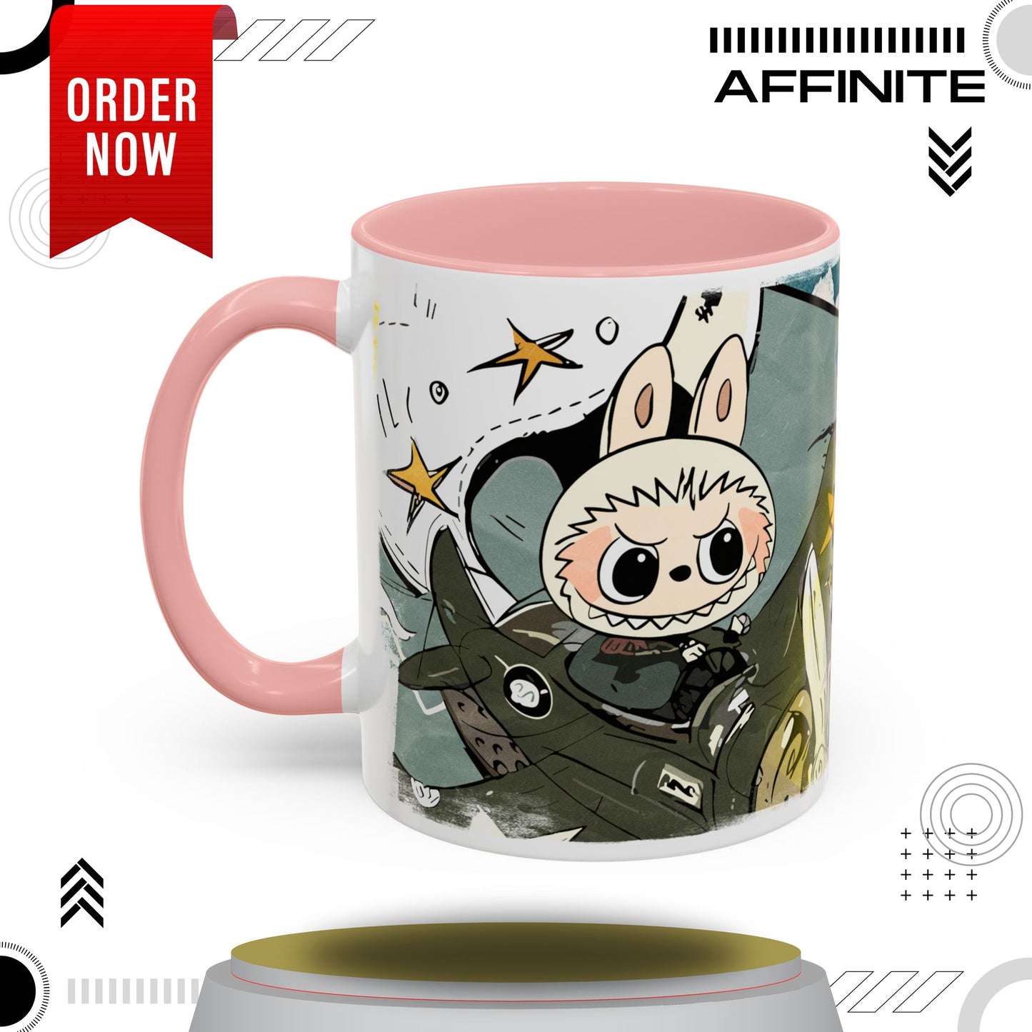 Mug Labubu Character Accent Coffee Mug - Cute and Colorful Design for Fans 11oz Pink