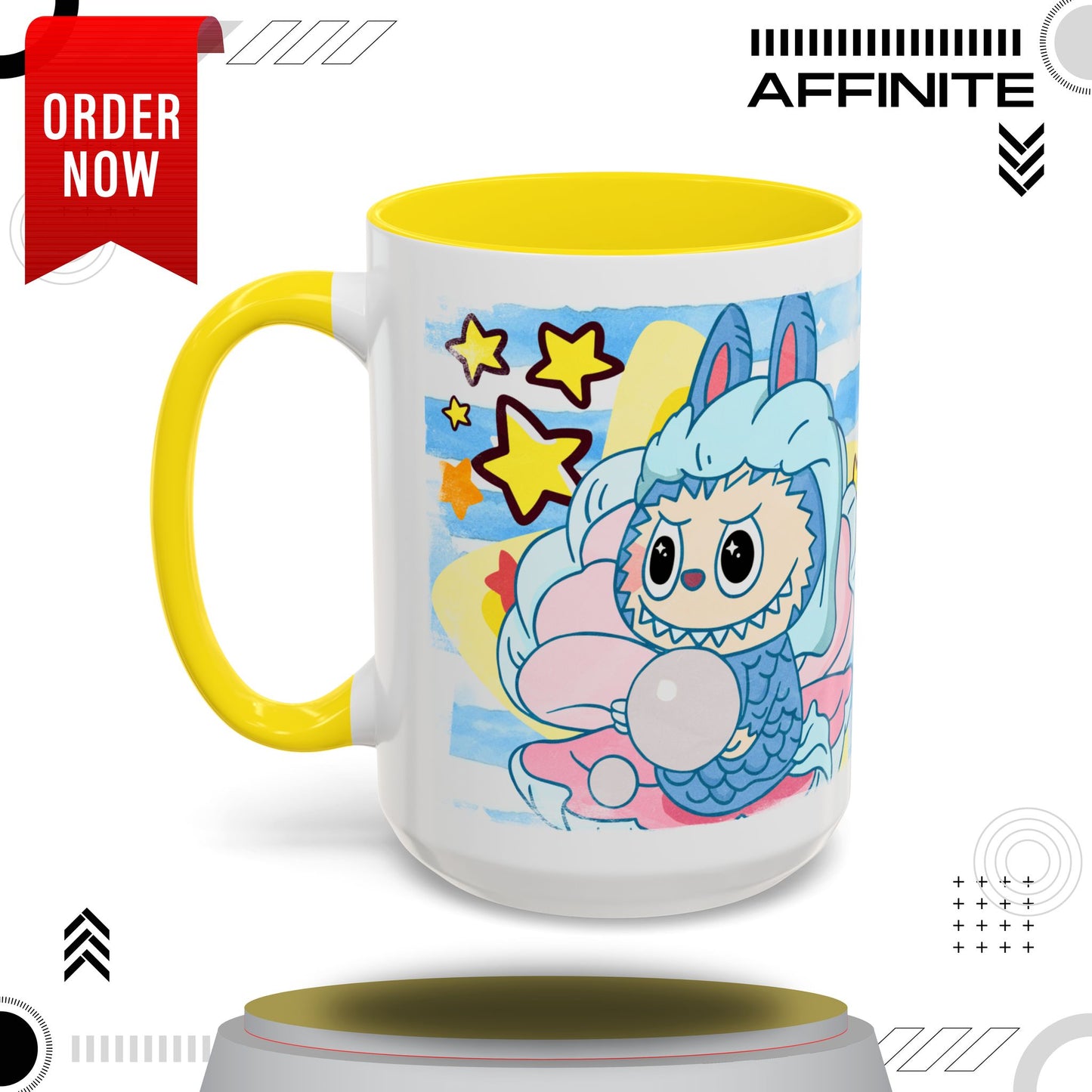Mug Lazy Yoga Accent Coffee Mug - Cute Animal Design 11oz & 15oz 15oz Yellow