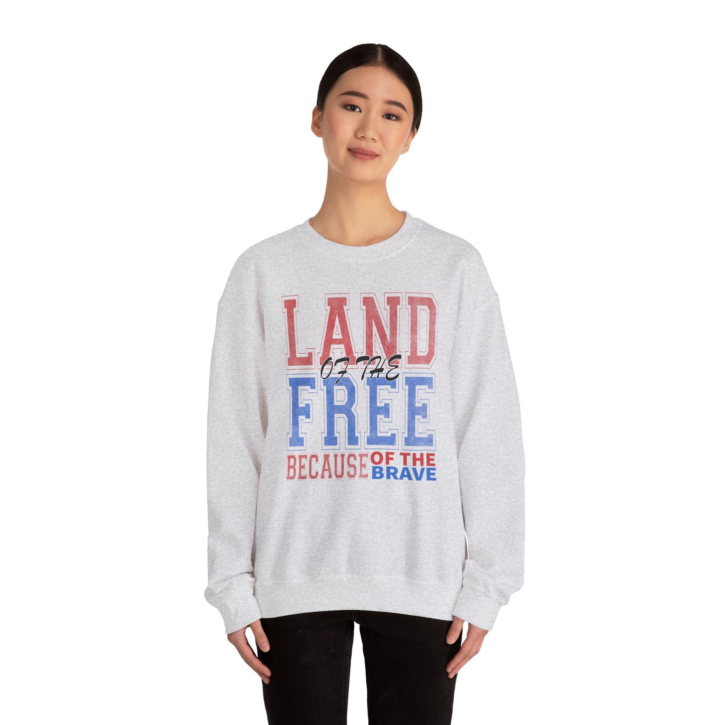 Sweatshirt Land of the Free Sweatshirt – Patriotic USA Crewneck by Gildan