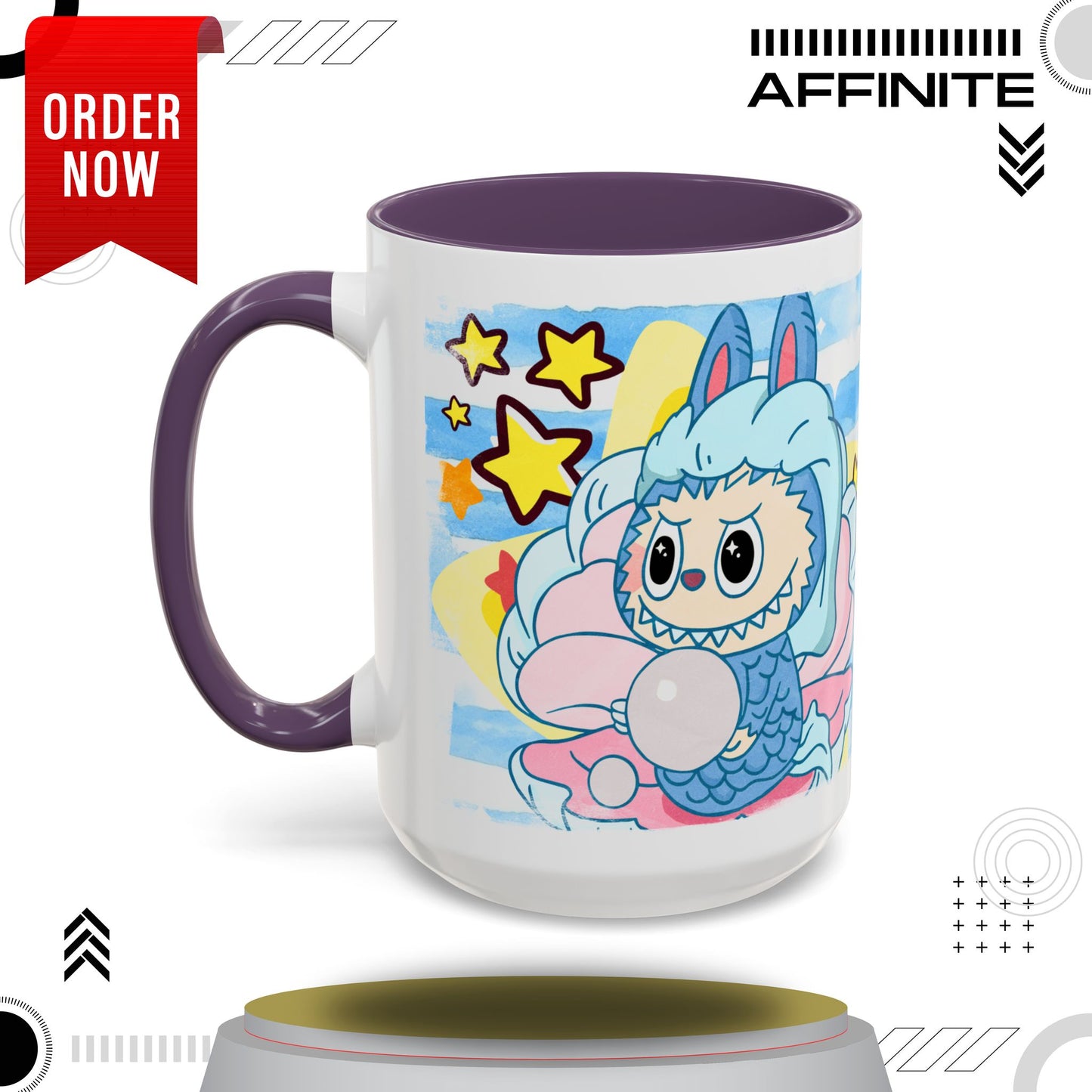 Mug Lazy Yoga Accent Coffee Mug - Cute Animal Design 11oz & 15oz 15oz Purple