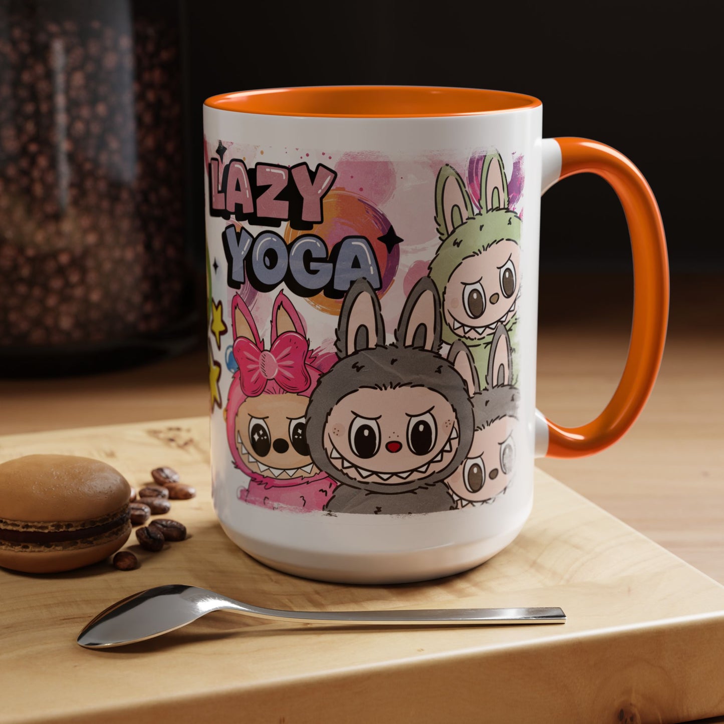 Mug Playful Lazy Yoga Labubu Coffee Mug - Fun Design for Relaxation Lovers