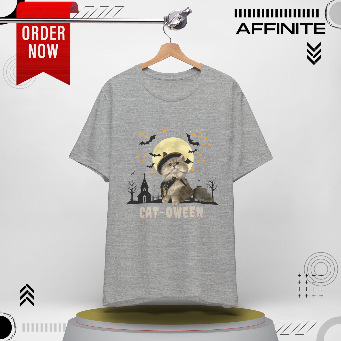 T-Shirt Unisex Halloween Cat Tee Good ‘Cat-oween’ – Perfect for Cat Lovers & Halloween Fans! Athletic Heather