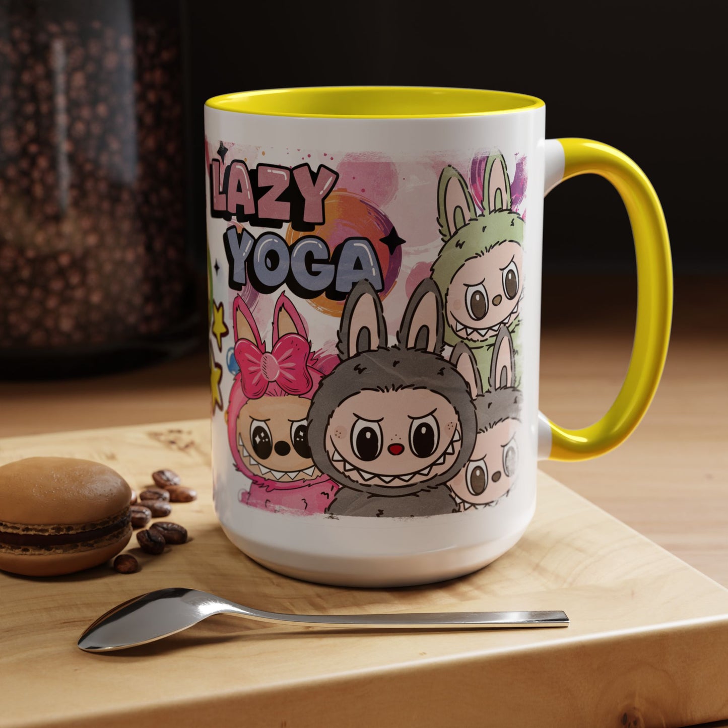 Mug Playful Lazy Yoga Labubu Coffee Mug - Fun Design for Relaxation Lovers