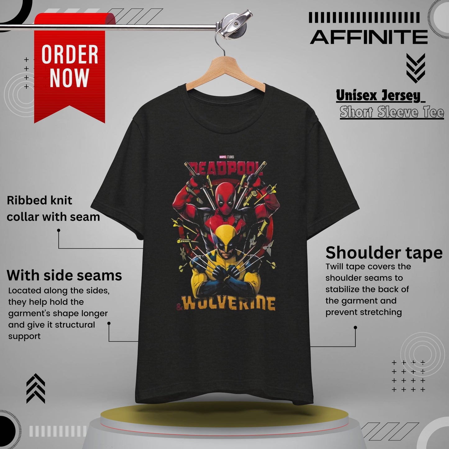 T-Shirt Wolverine X Deadpool Unisex Jersey Short Sleeve Tee | Superhero-Themed T-Shirt | Soft Cotton Crew Neck Black Heather