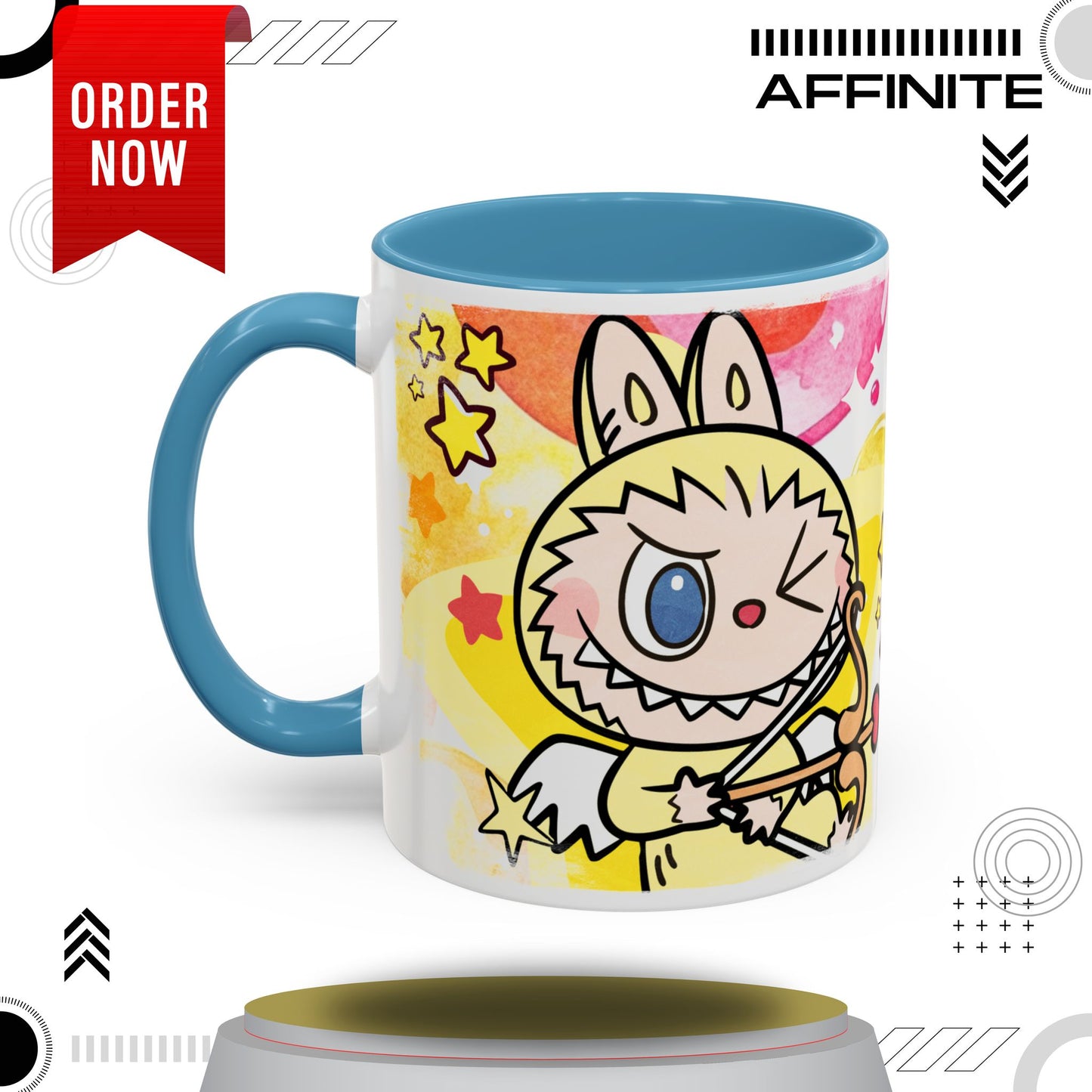Mug Playful Lazy Yoga Labubu Coffee Mug - Fun Design for Relaxation Lovers 11oz Light Blue