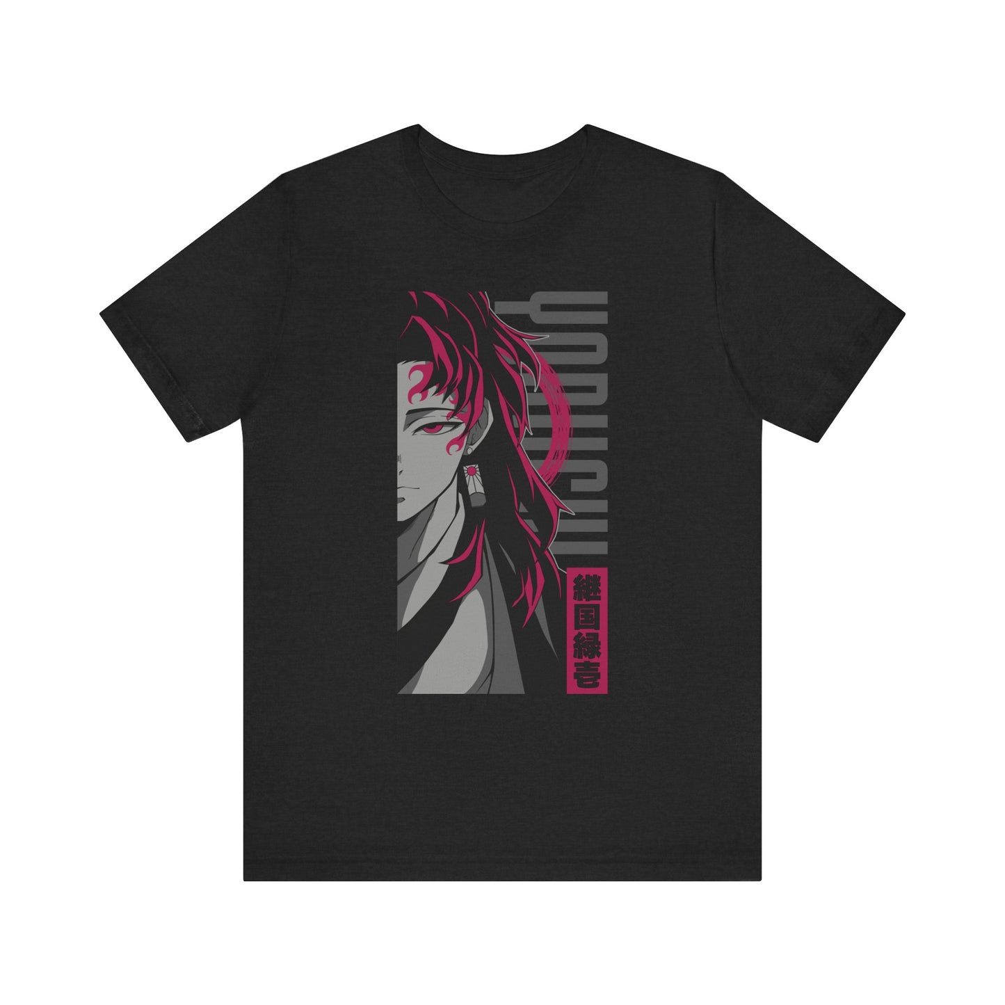 T-Shirt Yoriichi Anime T-Shirt - Demon Slayer Inspired Graphic Tee (Unisex Cotton) Solid Black Blend