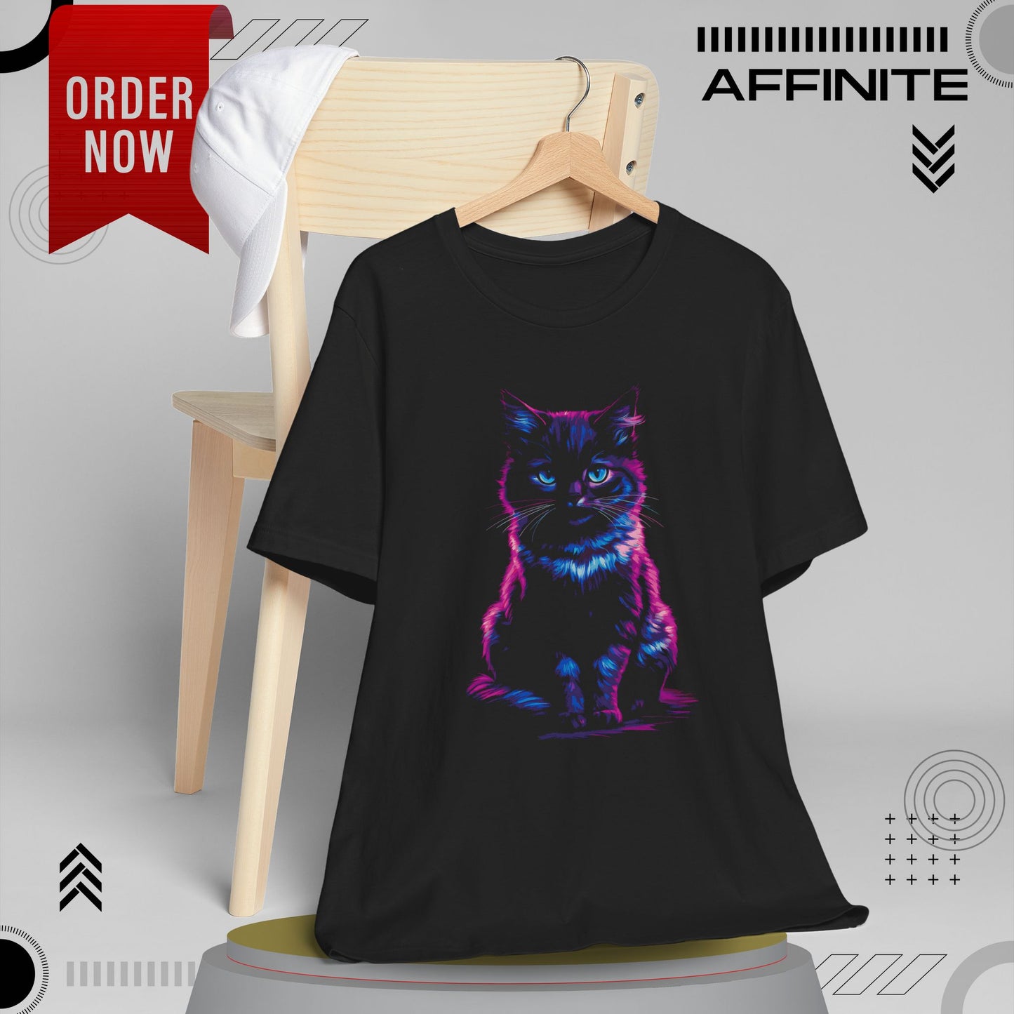 T-Shirt Neon Cat T-Shirt - Vibrant Unisex Tee for Cat Lovers (100% Cotton)