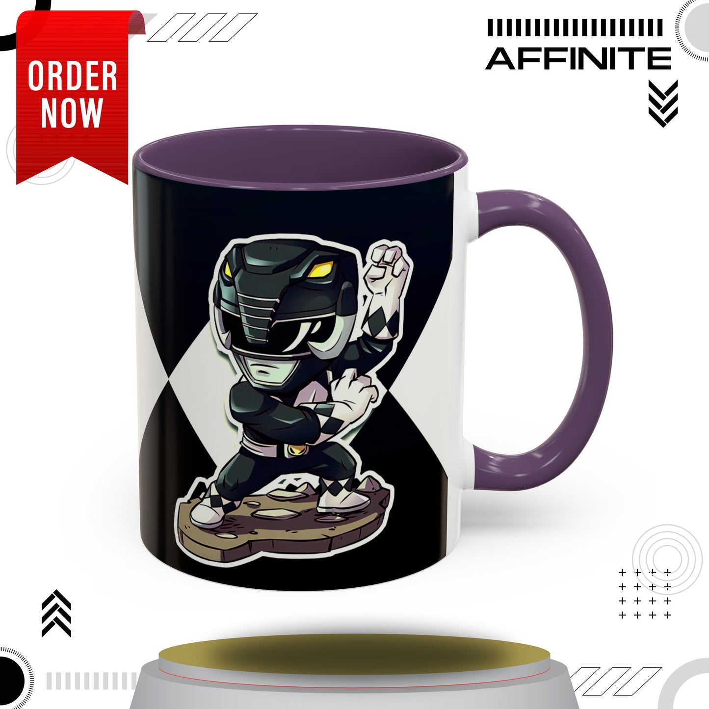 Mug Mighty Morphin Power Rangers Black Ranger Ceramic Mug - 11oz & 15oz Coffee Mug - Accent Mug for Pop Culture Fans 11oz Purple