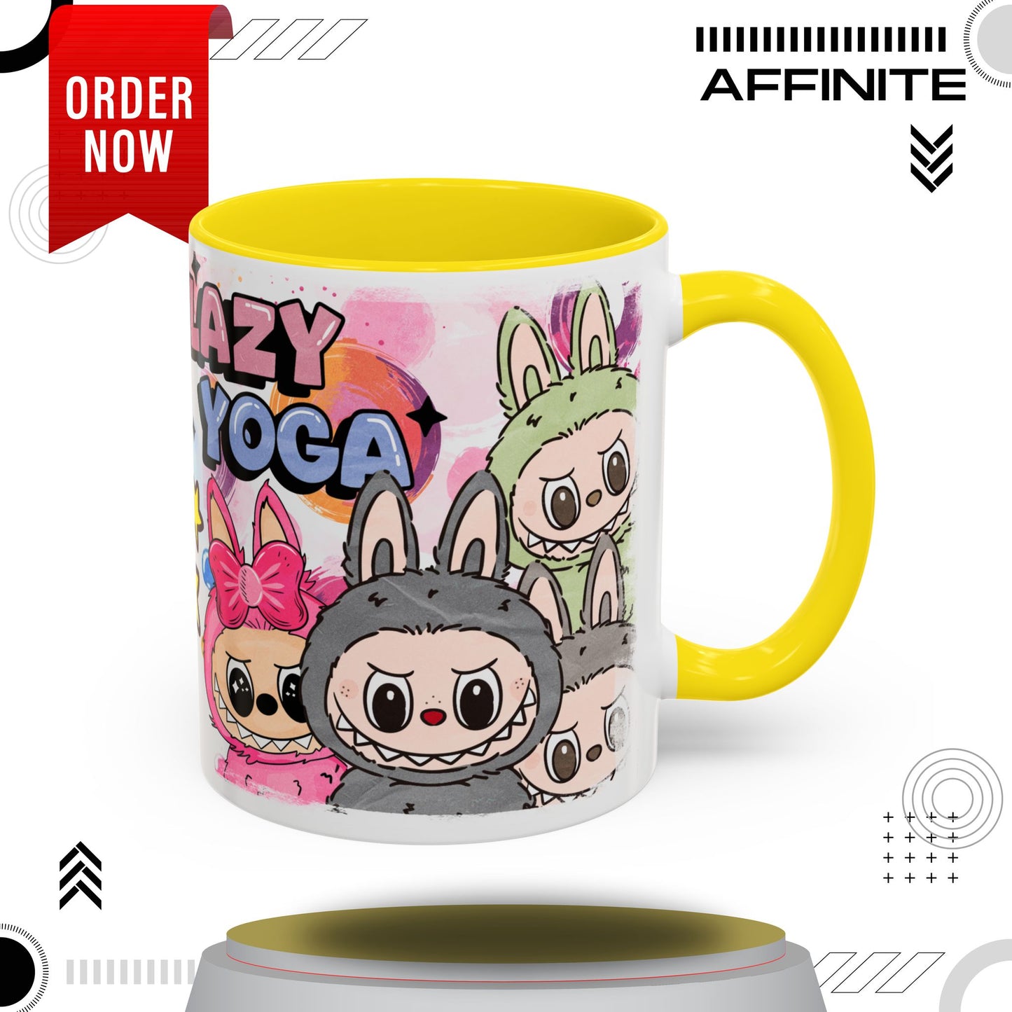 Mug Playful Lazy Yoga Labubu Coffee Mug - Fun Design for Relaxation Lovers