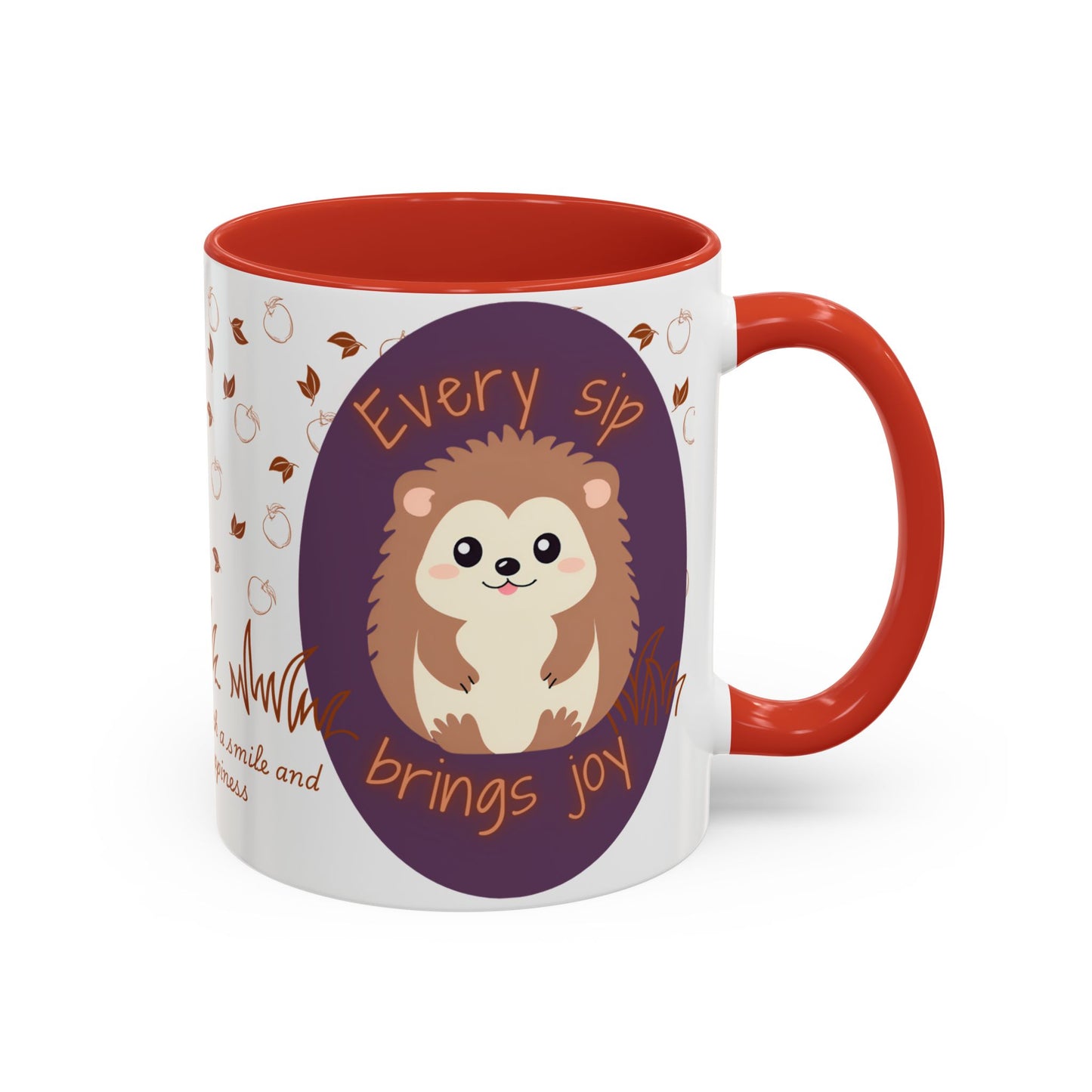 Mug Cute Hedgehog Accent Coffee Mug , Funny Gift for Animal Lovers, (11oz) (15oz) 11oz Red