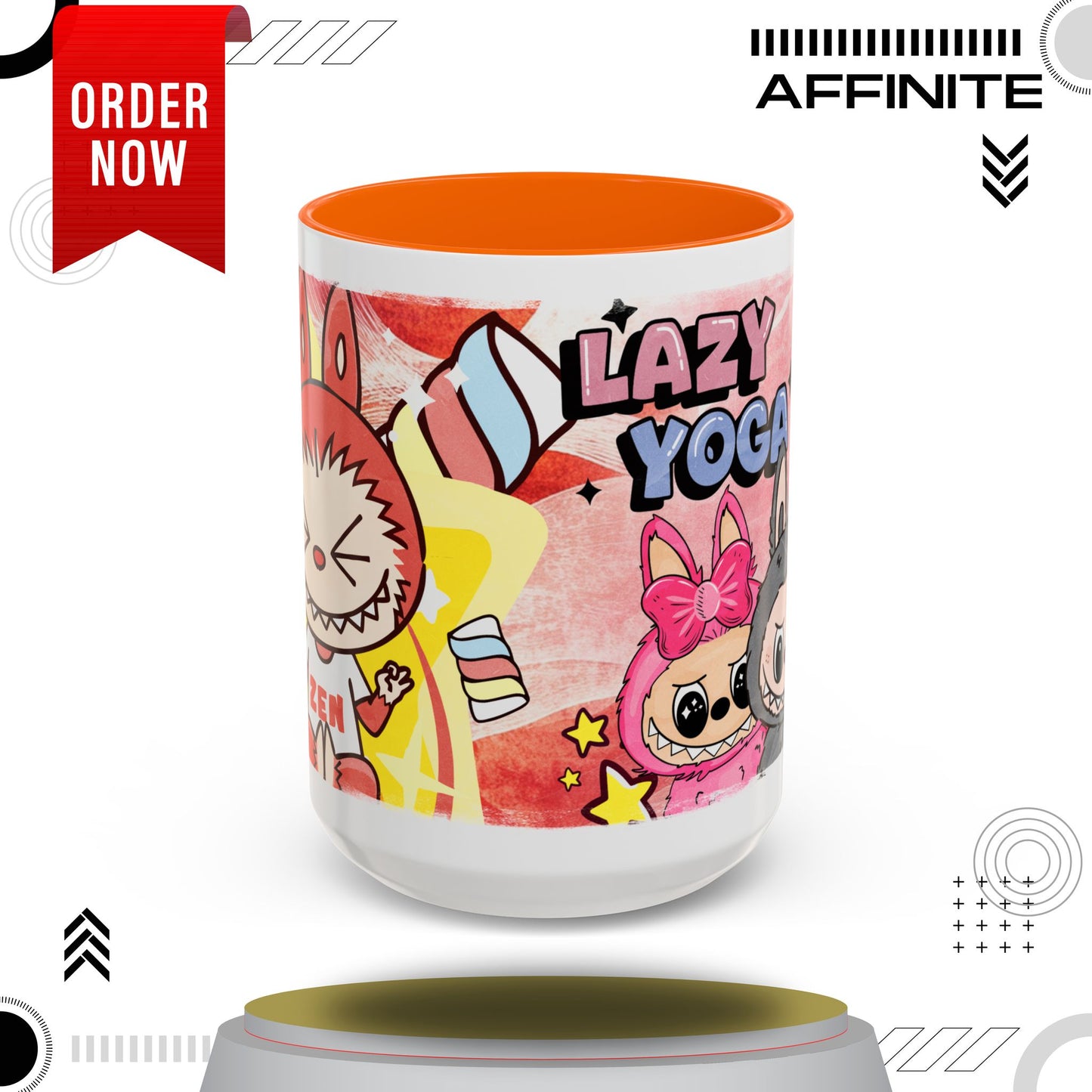 Mug Lazy Yoga Labubu Cartoon Accent Coffee Mug - Fun and Playful Design for Coffee Lovers