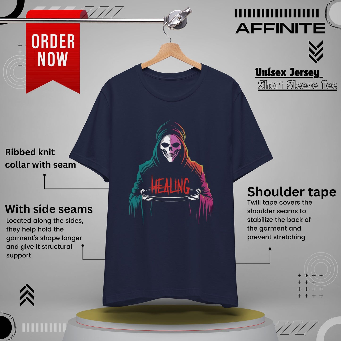 T-Shirt Halloween Healing Graphic Tee - Unisex Casual Shirt for Adults Navy