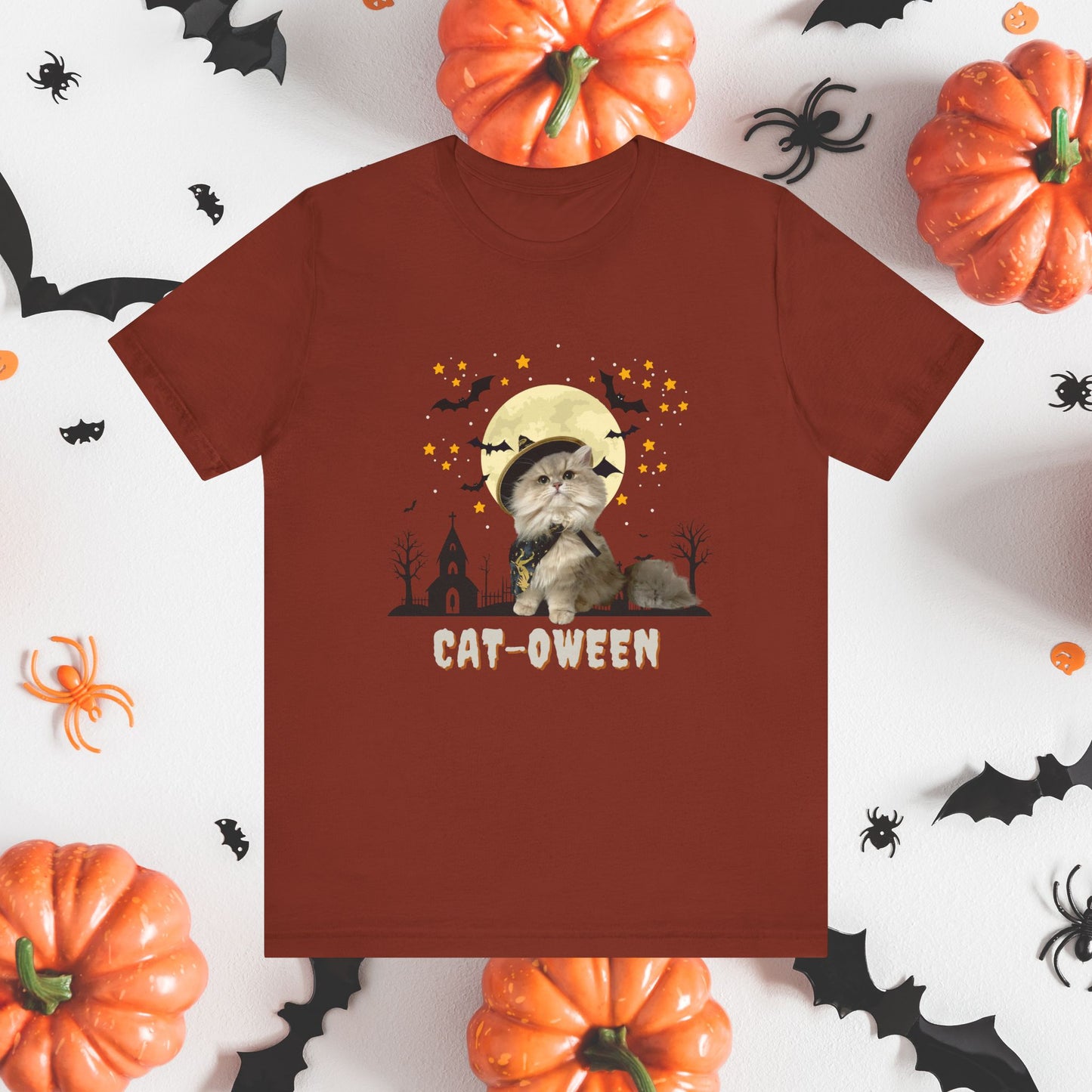 T-Shirt Unisex Halloween Cat Tee Good ‘Cat-oween’ – Perfect for Cat Lovers & Halloween Fans! Rust