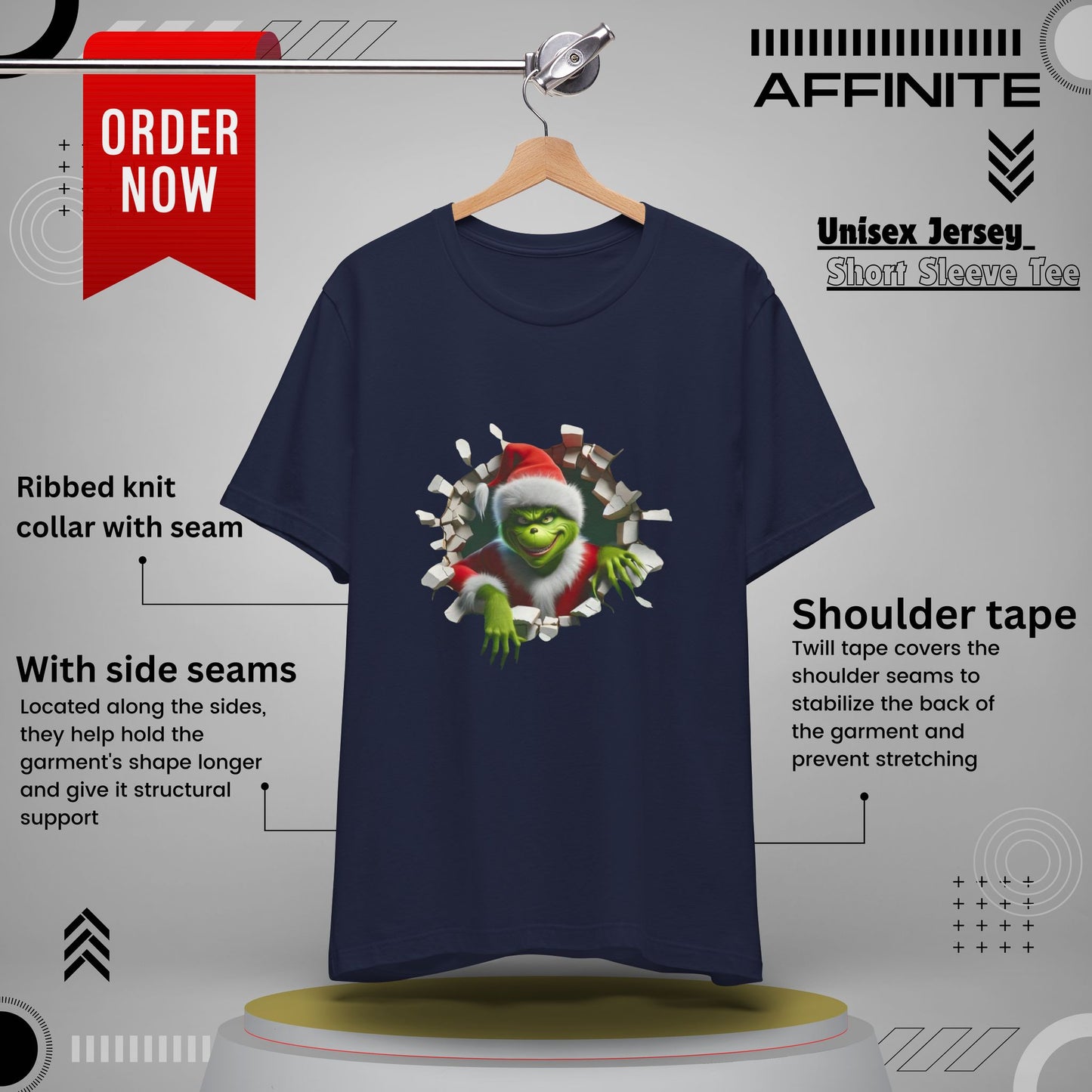 T-Shirt The Grinch Unisex Jersey Short Sleeve Tee | Soft Cotton Christmas T-Shirt Navy