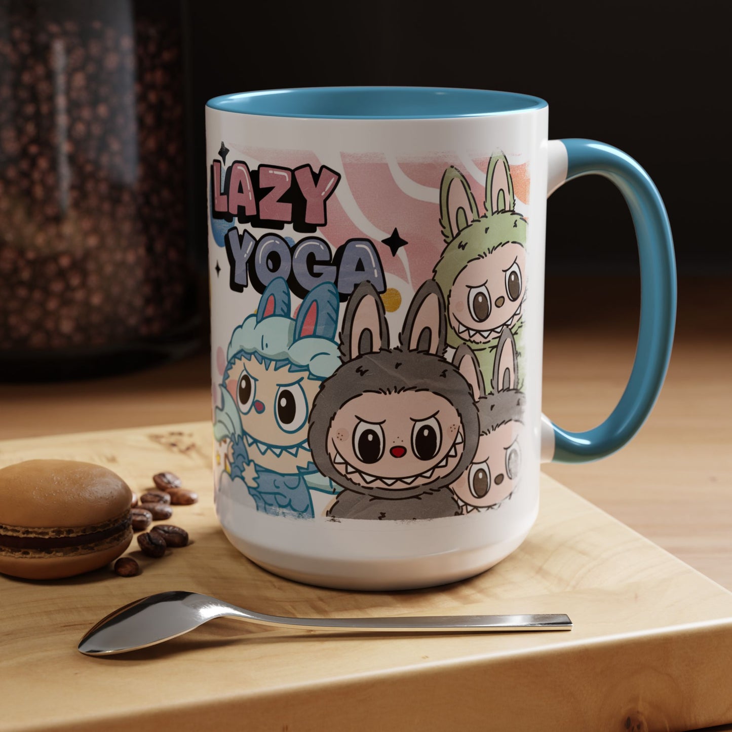 Mug Lazy Yoga Cartoon Labubu Accent Coffee Mug - Fun and Whimsical Design for Coffee Lovers