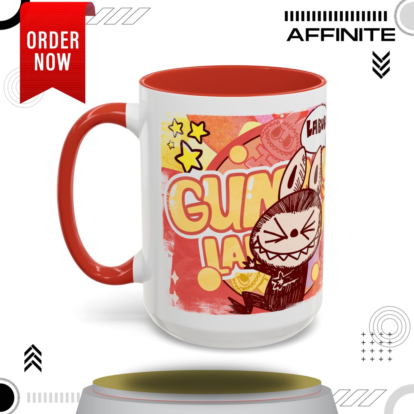 Mug Lazy Yoga Character Coffee Mug - Fun & Whimsical Art for Every Caffeine Lover 15oz Red