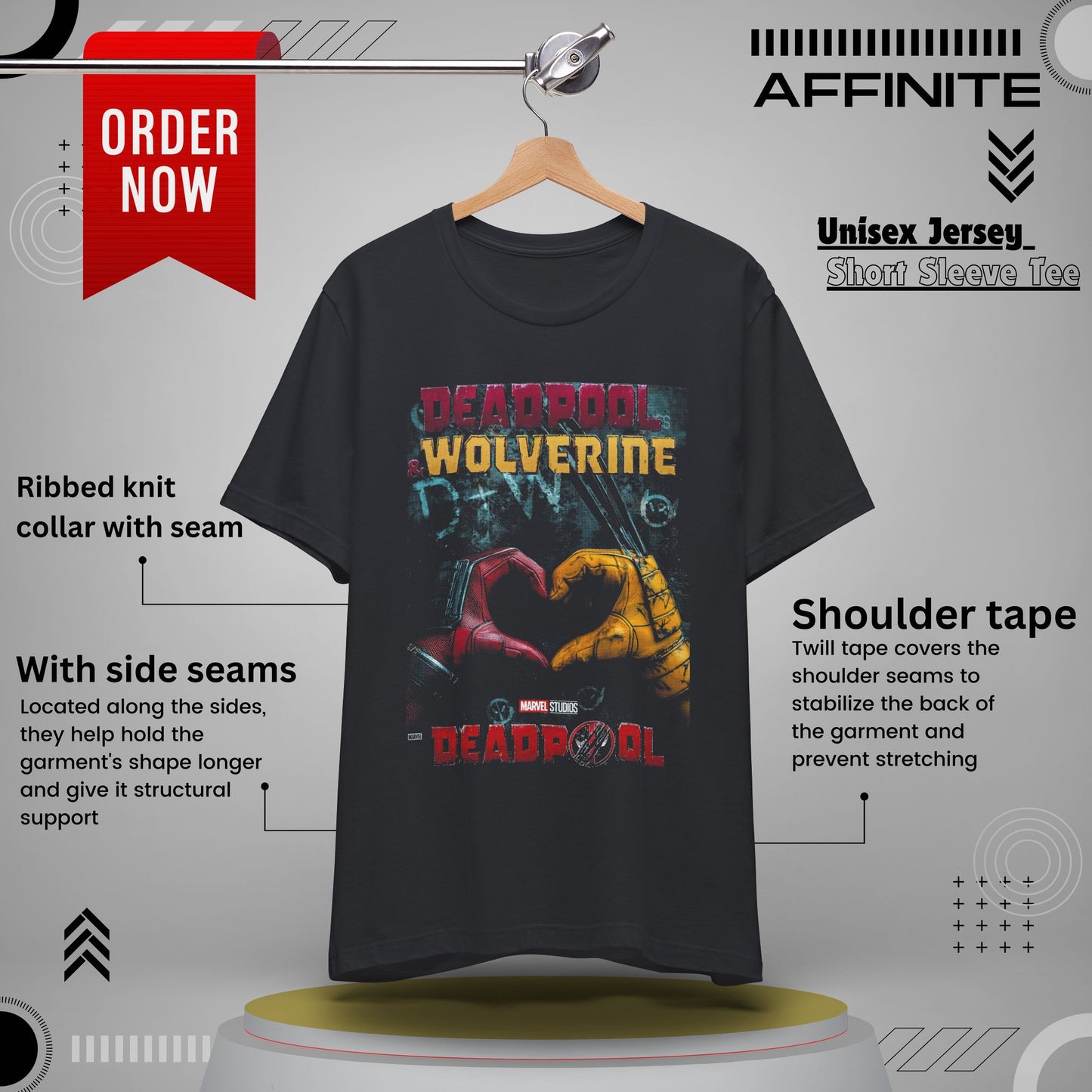 T-Shirt Deadpool Wolverine T-Shirt | Marvel Unisex Graphic Tee | Perfect Gift for Fans Vintage Black