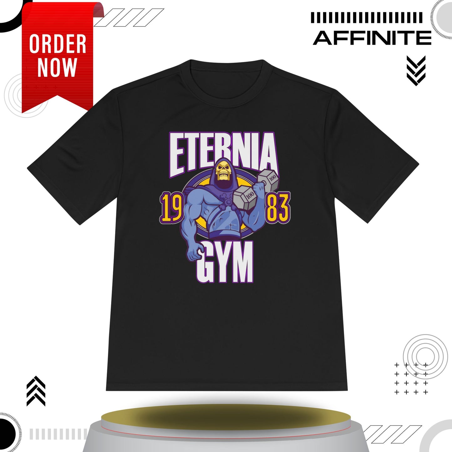 T-Shirt Eternia Gym Unisex Moisture Wicking Tee - Vintage Muscle Workout Shirt Black