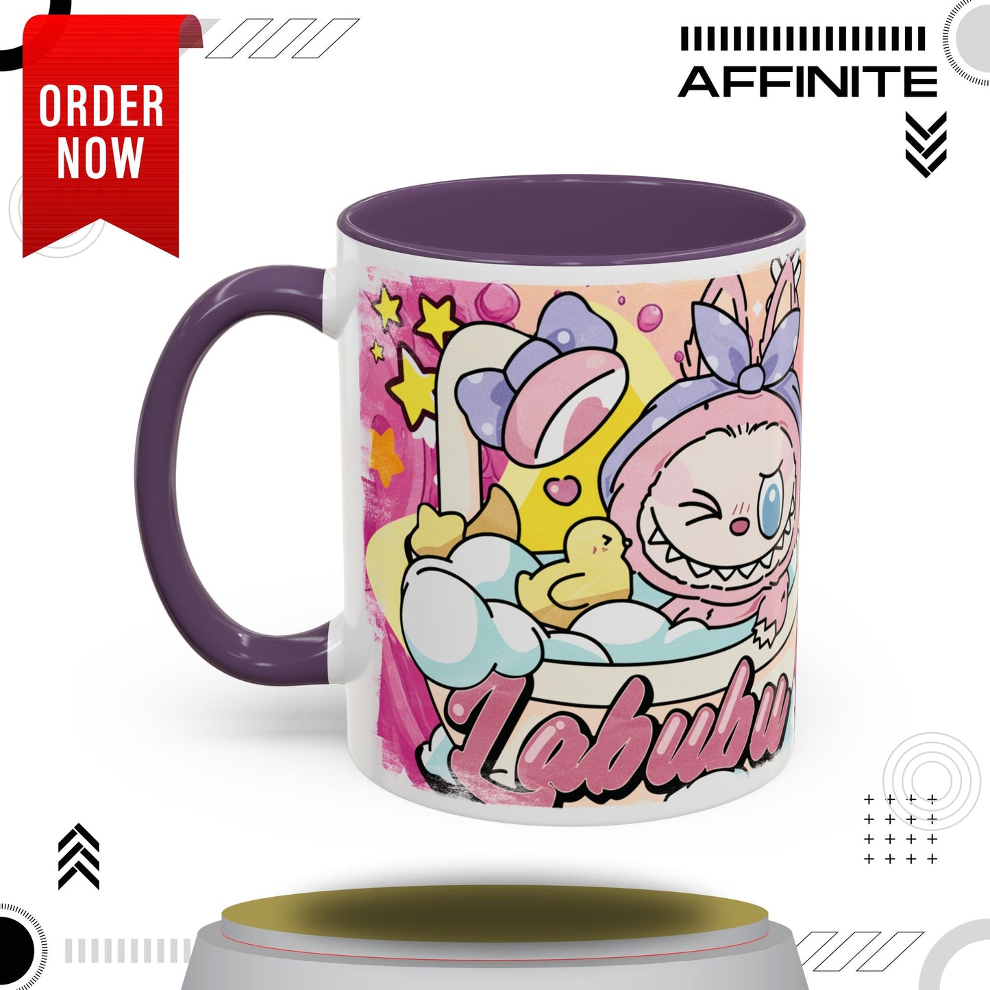 Mug Lazy Yoga Labubu Accent Coffee Mug - Fun & Playful Design for Relaxation 11oz Purple