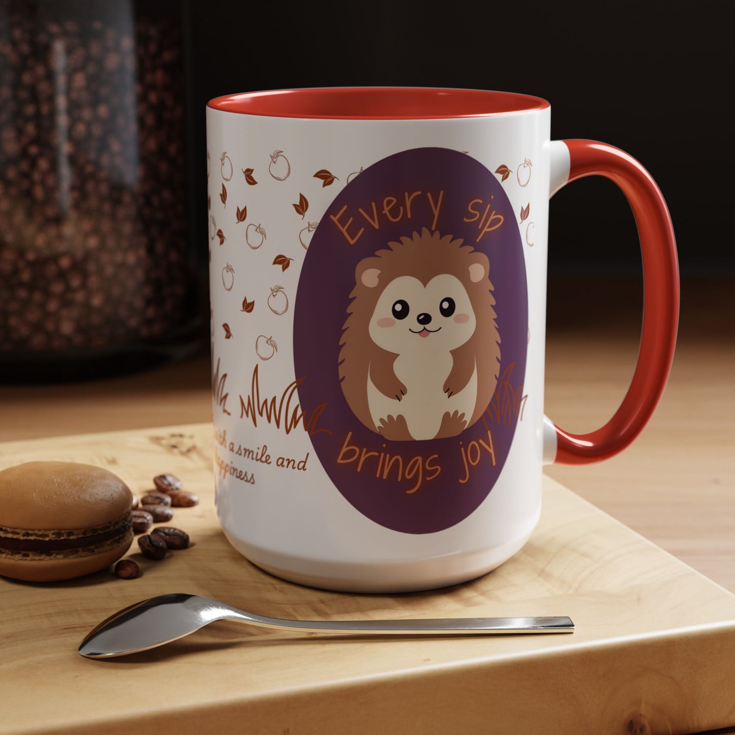 Mug Cute Hedgehog Accent Coffee Mug , Funny Gift for Animal Lovers, (11oz) (15oz)