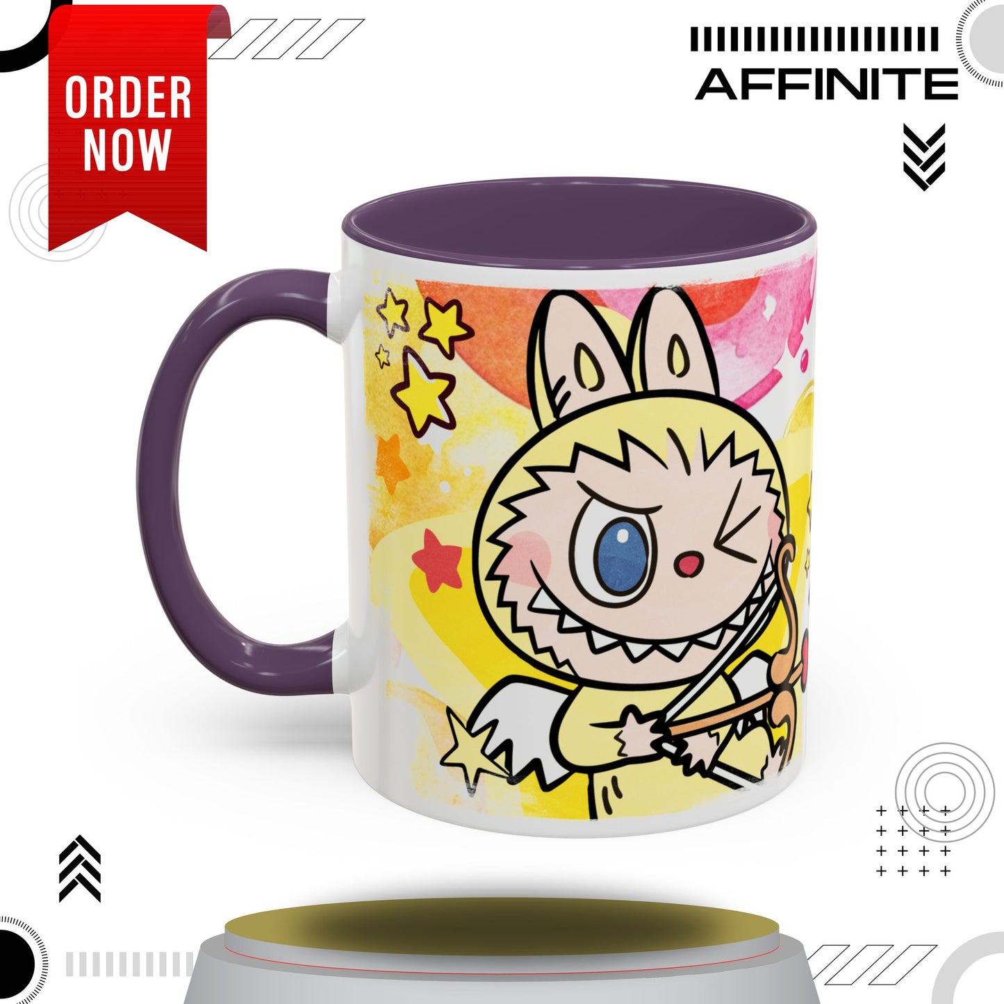 Mug Playful Lazy Yoga Labubu Coffee Mug - Fun Design for Relaxation Lovers 11oz Purple