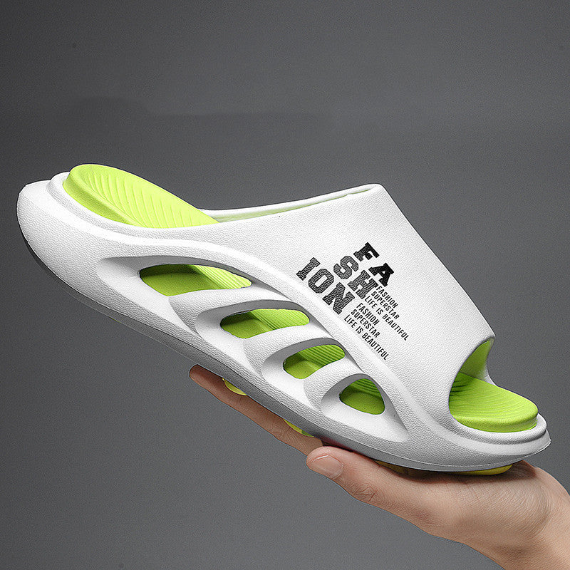 Sandals Slippers Men's New Summer Outdoor Sports Casual Casual Shit Feeling Men's Outdoor Soft Bottom Beach Slippers White And Green