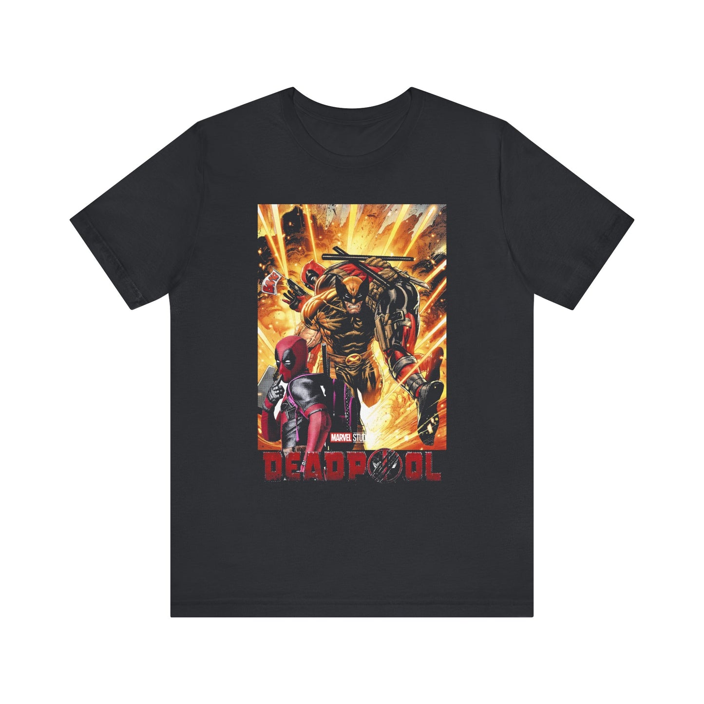 T-Shirt Marvel T Shirt - Deadpool Graphic Tee (Unisex Cotton) Vintage Black