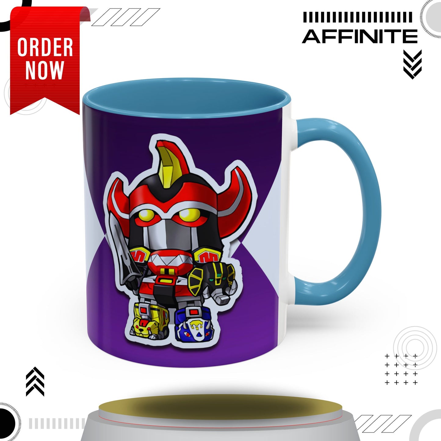 Mug Mighty Morphin Power Rangers Megazord Ceramic Mug - 11oz & 15oz Coffee Mug - Accent Mug for Pop Culture Fans 11oz Light Blue