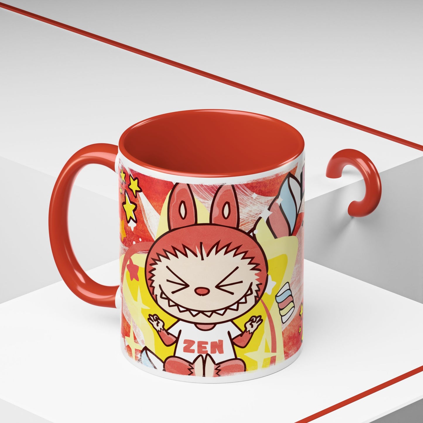 Mug Lazy Yoga Labubu Cartoon Accent Coffee Mug - Fun and Playful Design for Coffee Lovers