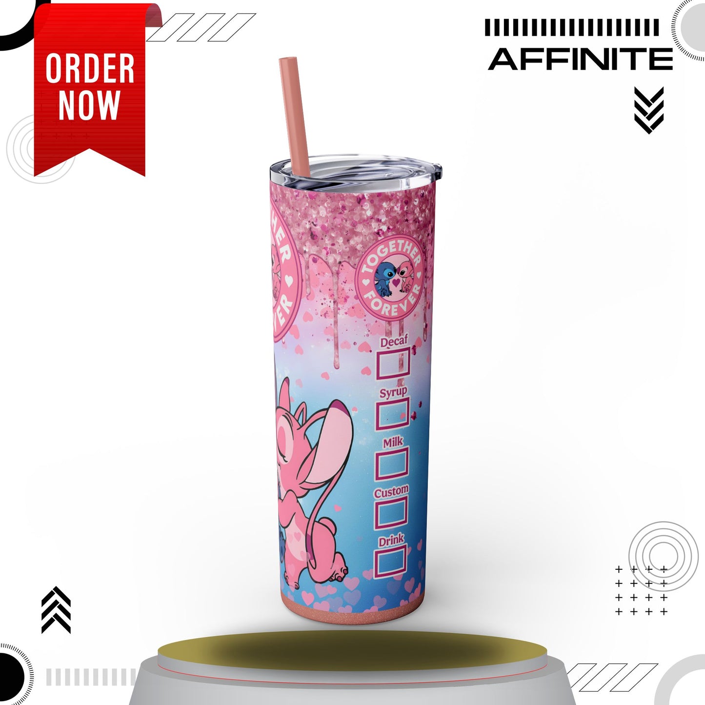 Tumblers Disney Stitch Together Forever Tumbler with Straw, 20oz