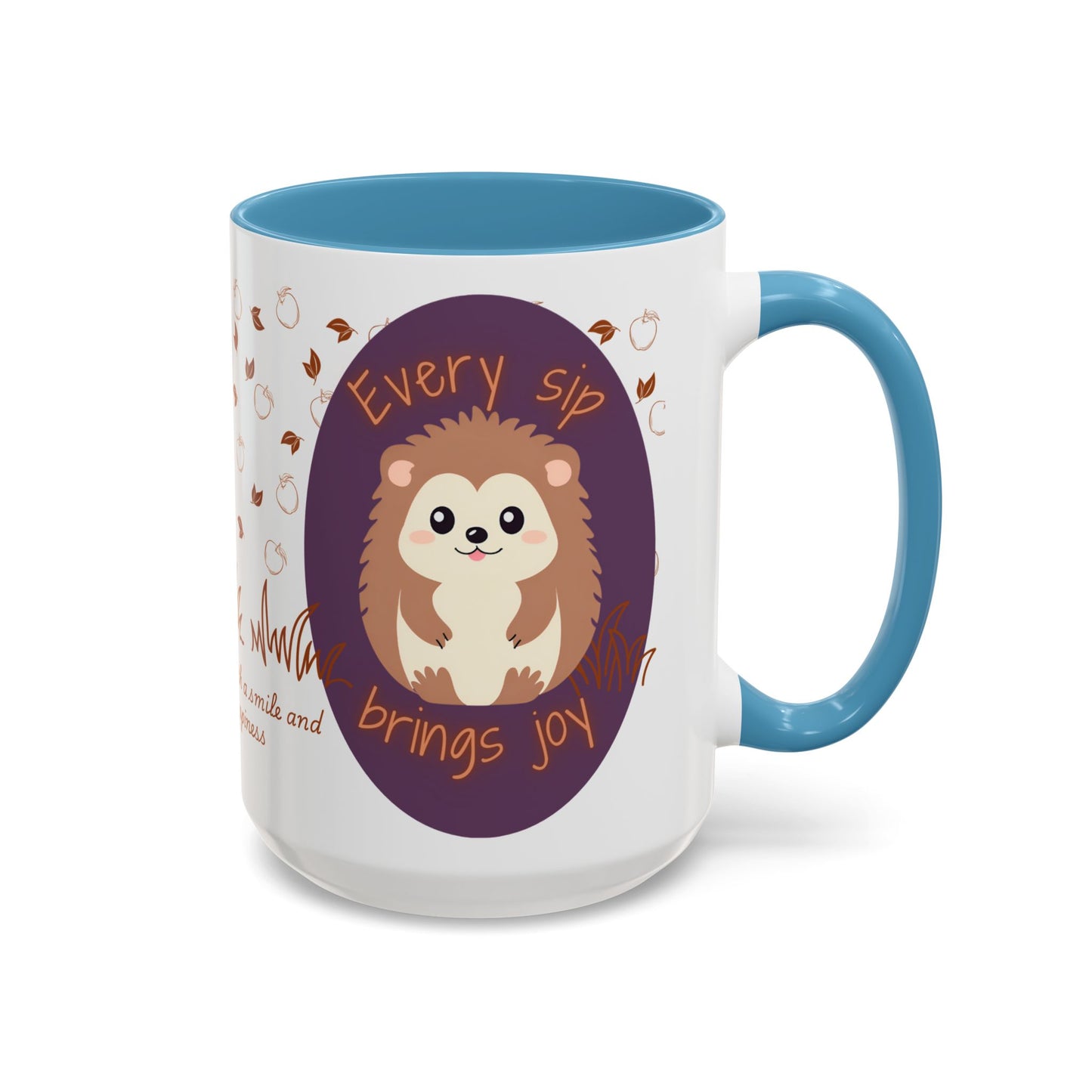 Mug Cute Hedgehog Accent Coffee Mug , Funny Gift for Animal Lovers, (11oz) (15oz) 15oz Light Blue