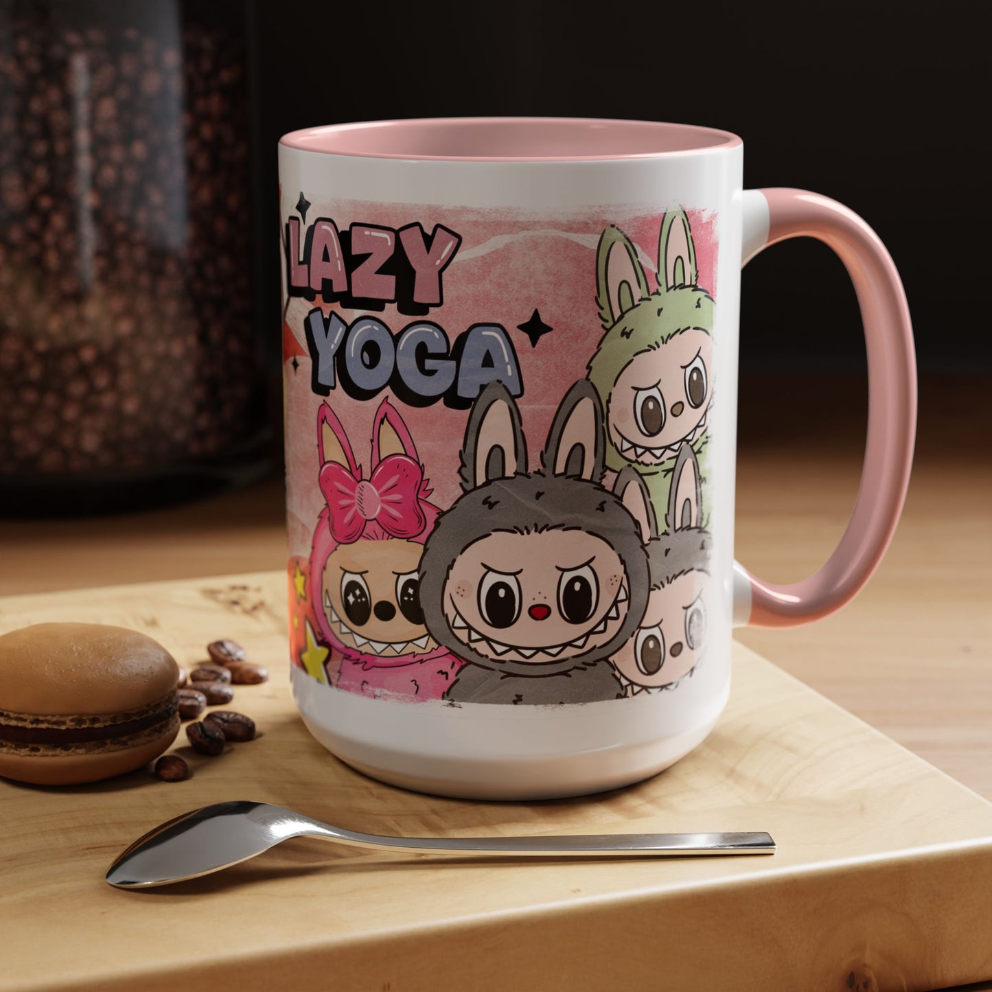 Mug Lazy Yoga Labubu Cartoon Accent Coffee Mug - Fun and Playful Design for Coffee Lovers