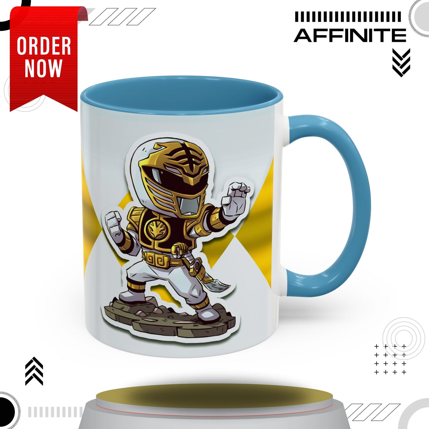 Mug White Ranger Mug – 11oz & 15oz Mighty Morphin Power Rangers Ceramic Cup 11oz Light Blue