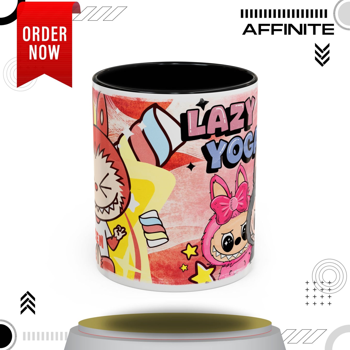 Mug Lazy Yoga Labubu Cartoon Accent Coffee Mug - Fun and Playful Design for Coffee Lovers