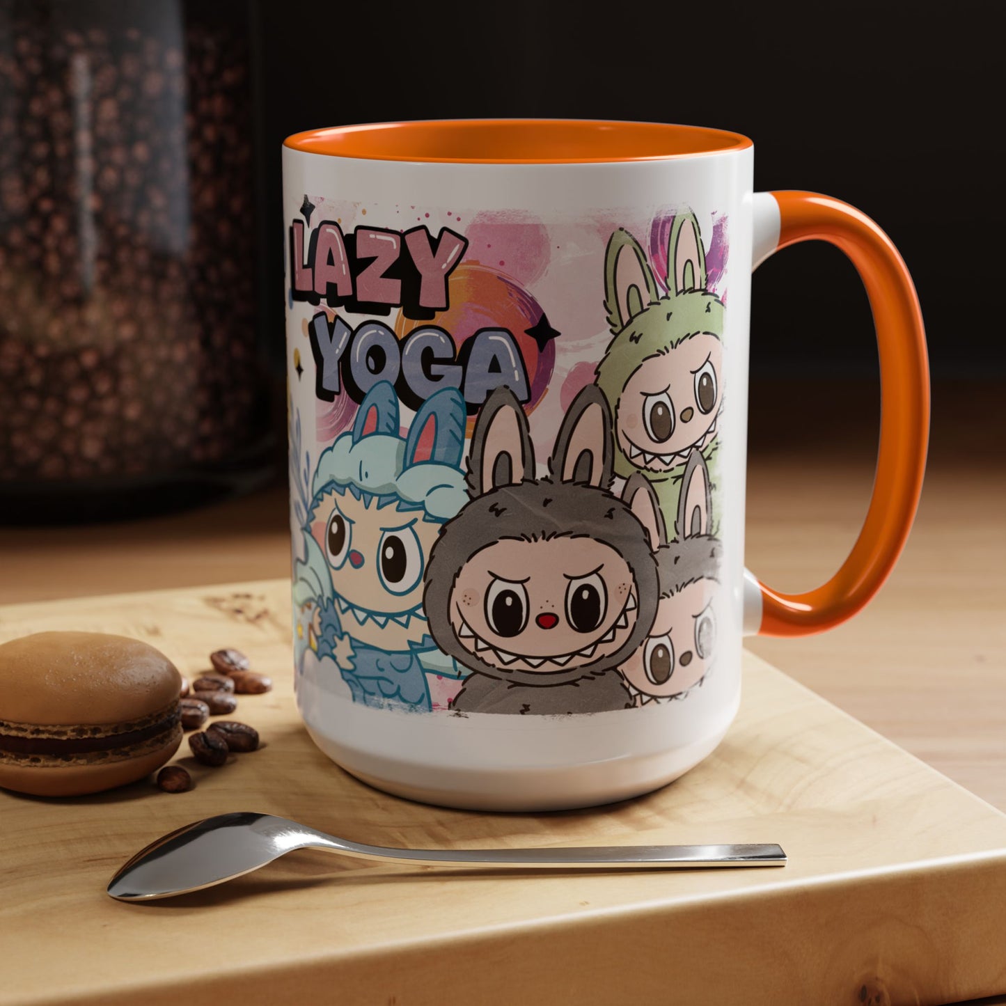 Mug Labubu Lazy Yoga Accent Coffee Mug - Fun & Whimsical Design for Relaxation Lovers