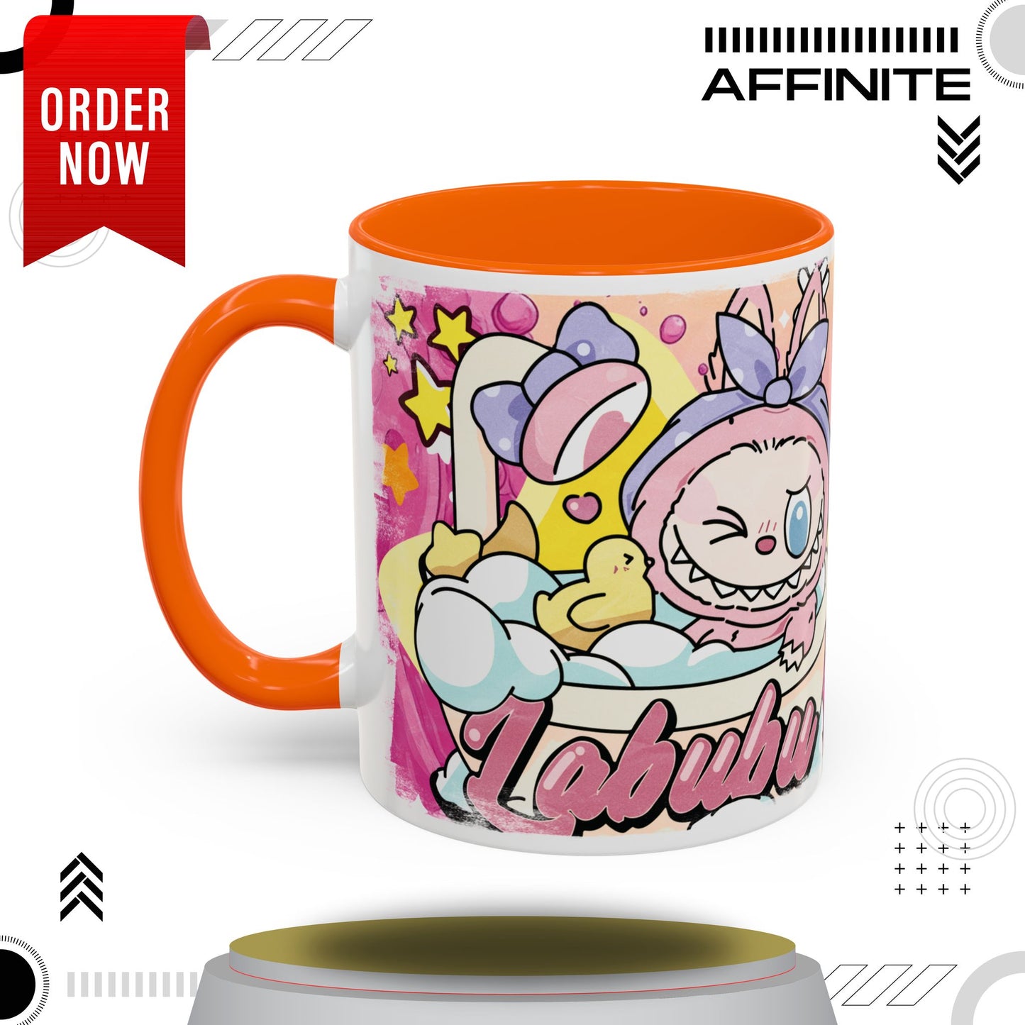 Mug Lazy Yoga Labubu Accent Coffee Mug - Fun & Playful Design for Relaxation 11oz Orange
