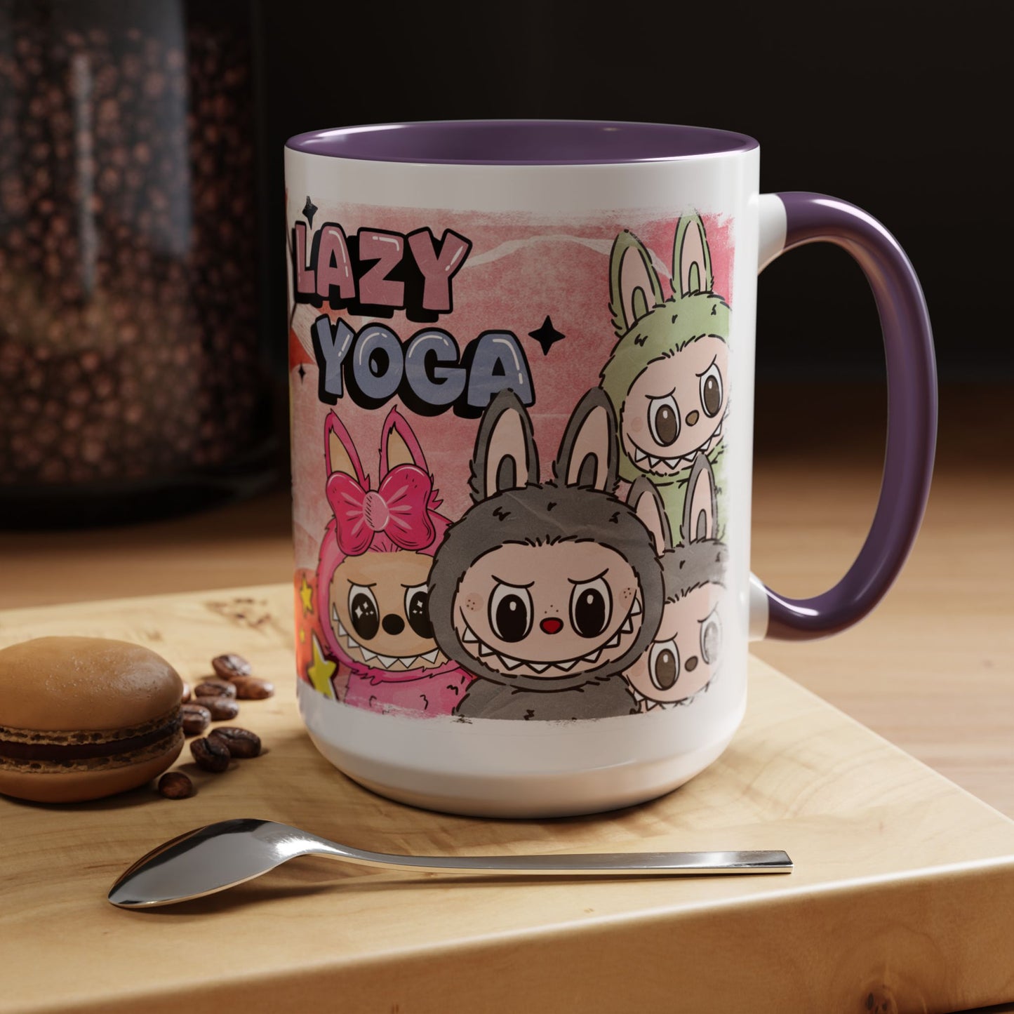 Mug Lazy Yoga Labubu Cartoon Accent Coffee Mug - Fun and Playful Design for Coffee Lovers