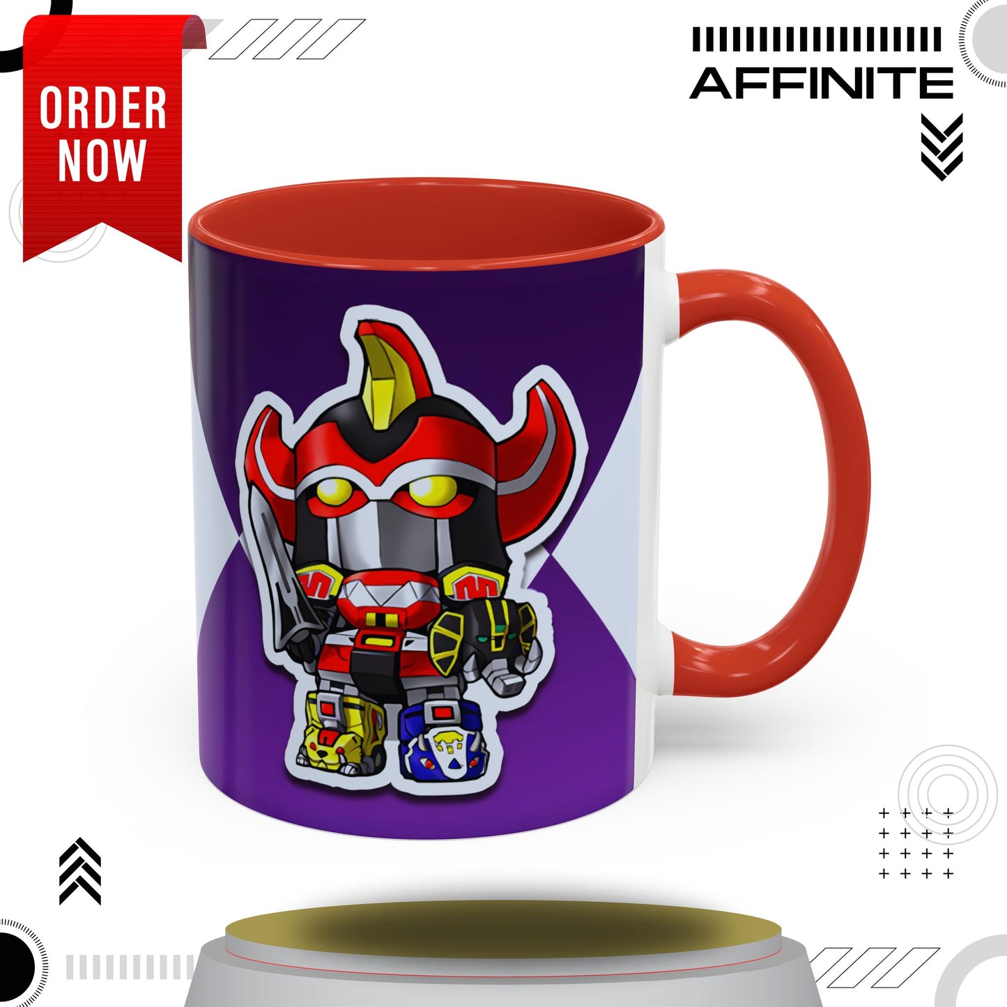 Mug Mighty Morphin Power Rangers Megazord Ceramic Mug - 11oz & 15oz Coffee Mug - Accent Mug for Pop Culture Fans 11oz Red