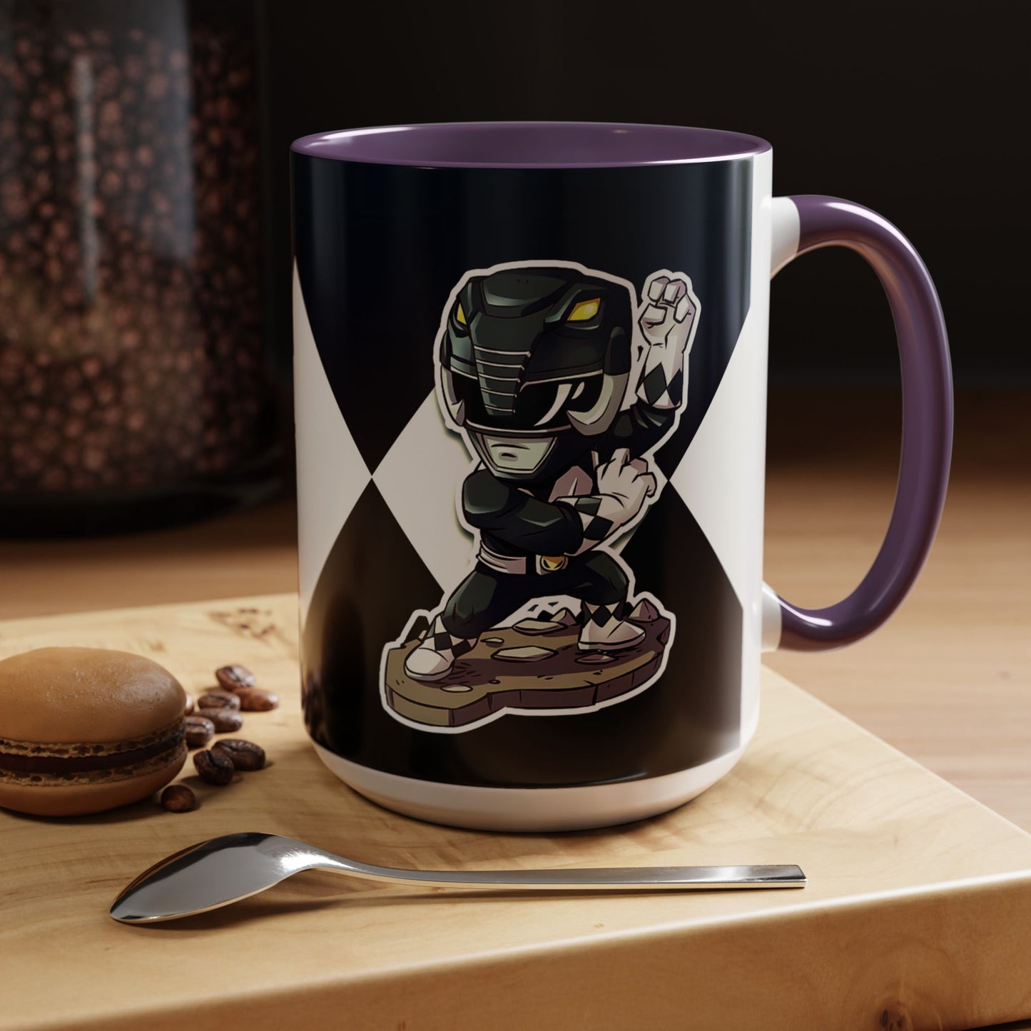 Mug Mighty Morphin Power Rangers Black Ranger Ceramic Mug - 11oz & 15oz Coffee Mug - Accent Mug for Pop Culture Fans