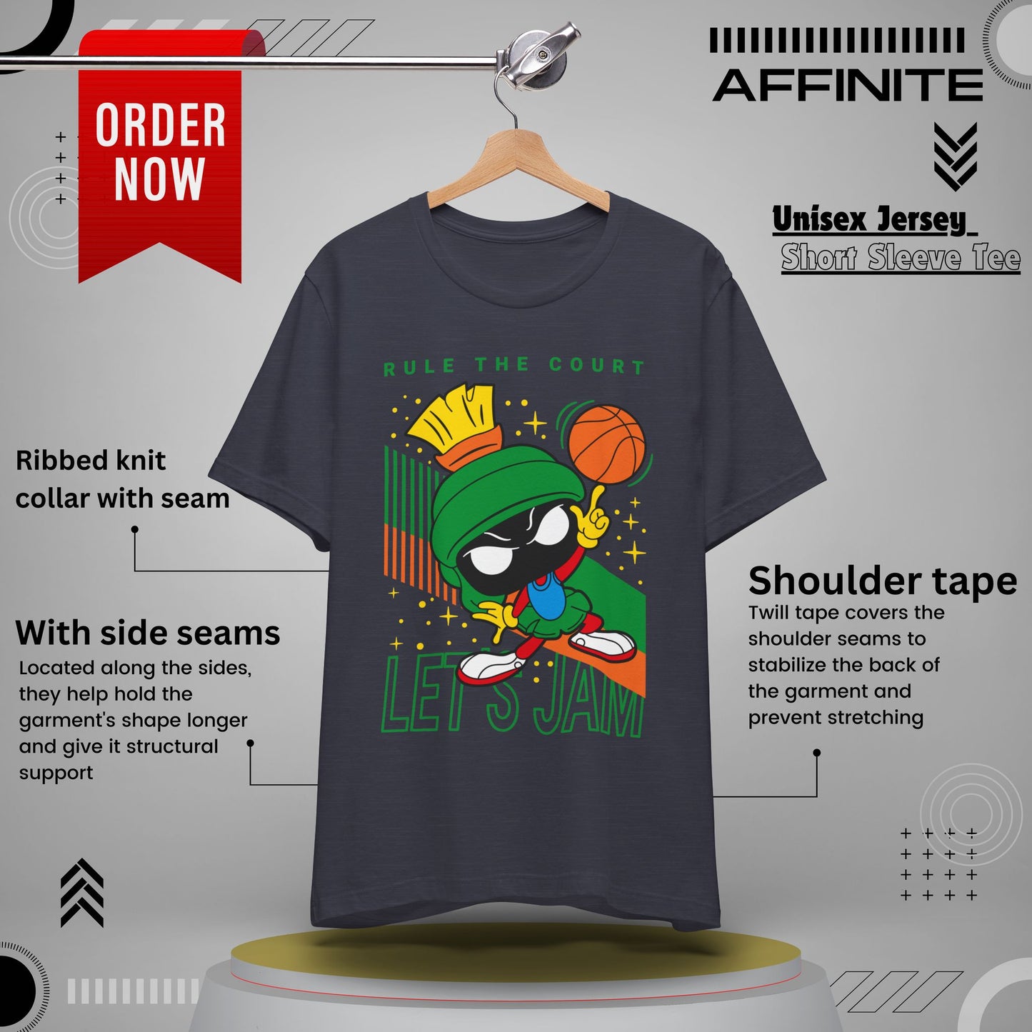 T-Shirt "Basketball Motivational T-Shirt - Rule The Court Player's Tee" Heather Midnight Navy