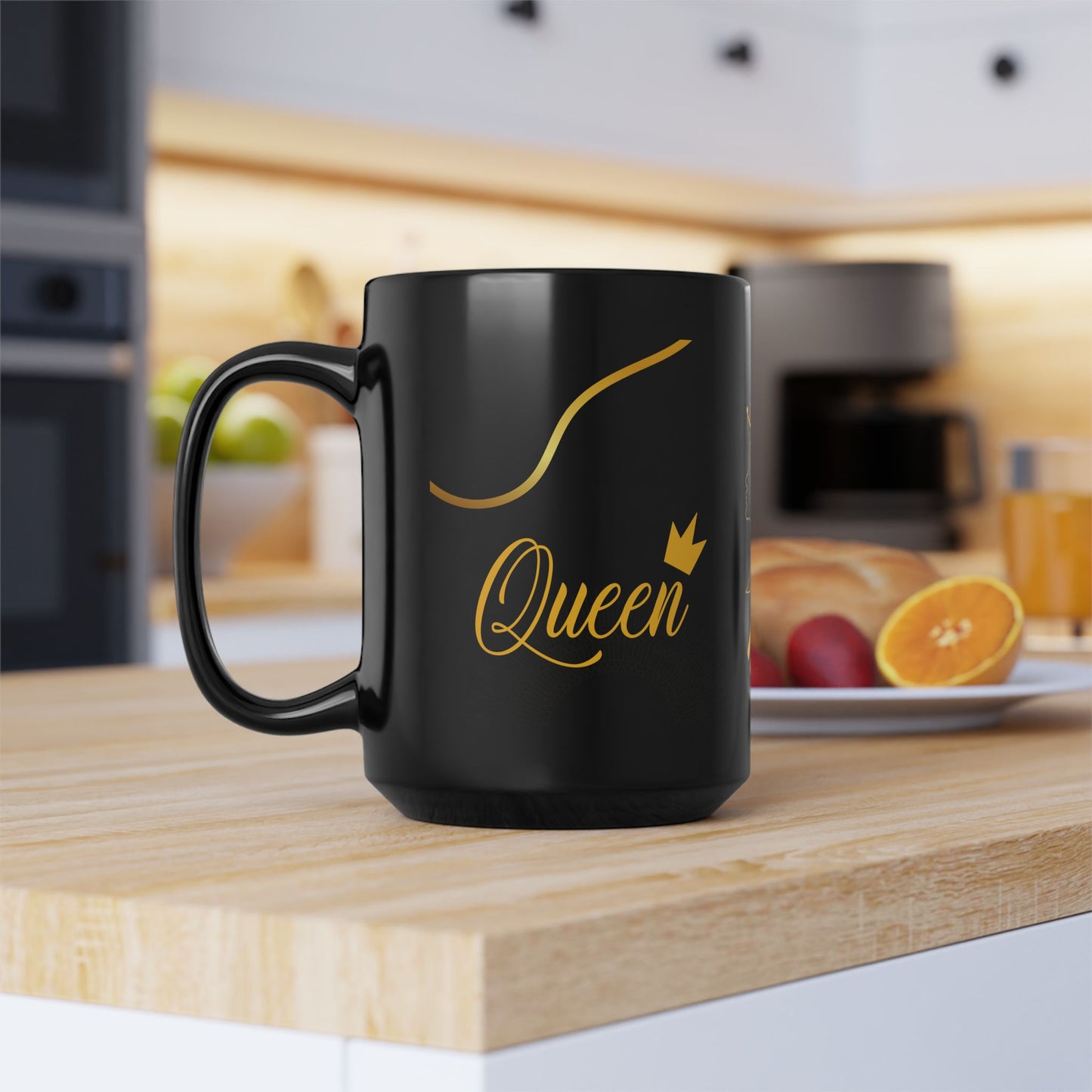 Mug Queen Black Mug 11oz, 15oz - Perfect Gift for Her, Elegant Coffee Cup