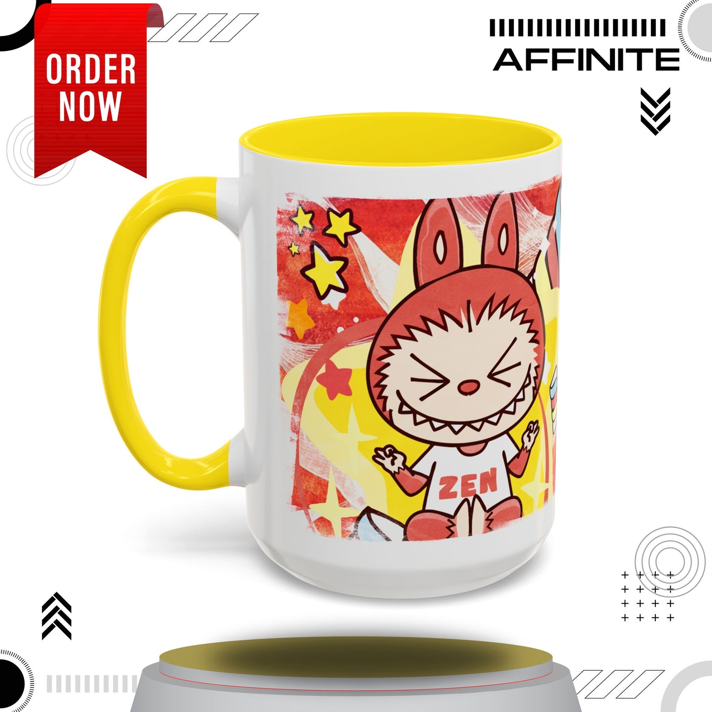 Mug Lazy Yoga Labubu Cartoon Accent Coffee Mug - Fun and Playful Design for Coffee Lovers