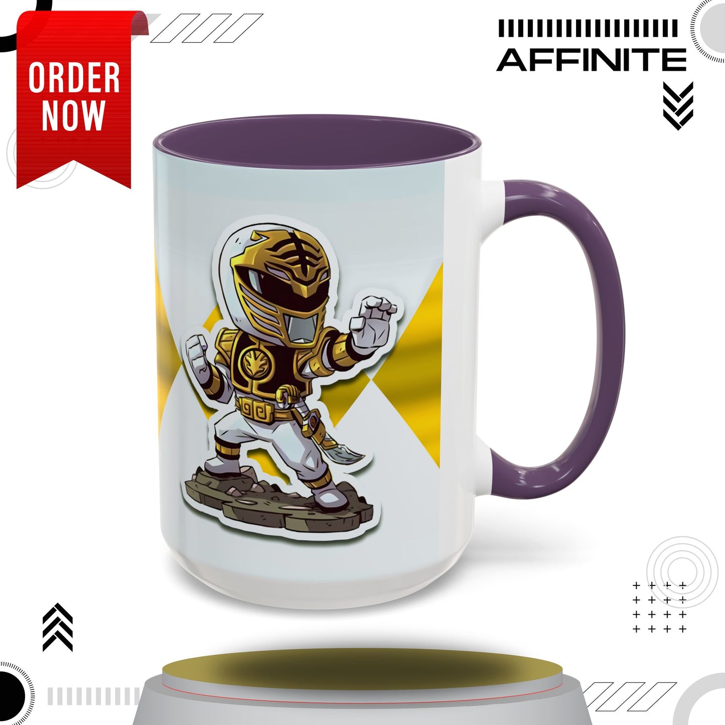 Mug White Ranger Mug – 11oz & 15oz Mighty Morphin Power Rangers Ceramic Cup 15oz Purple