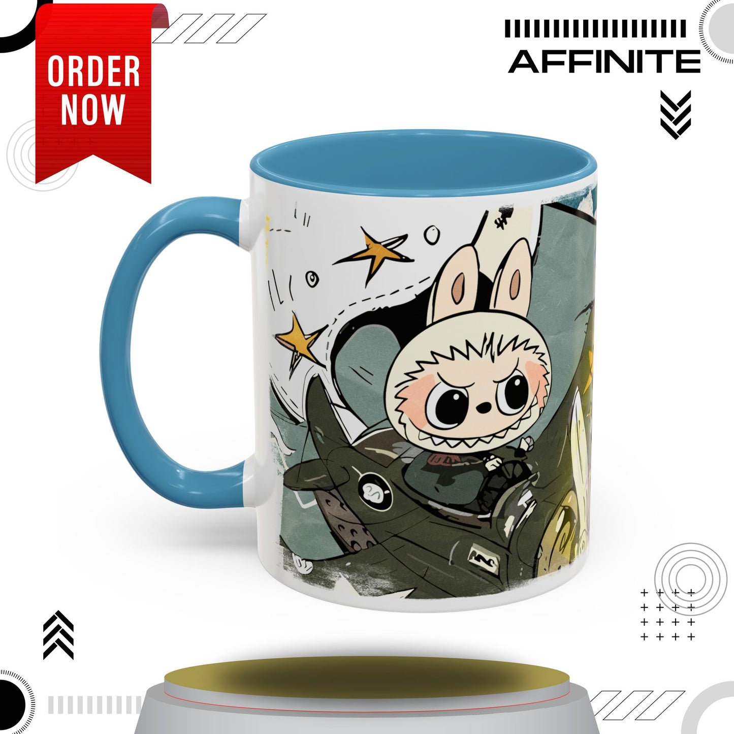 Mug Labubu Character Accent Coffee Mug - Cute and Colorful Design for Fans 11oz Light Blue