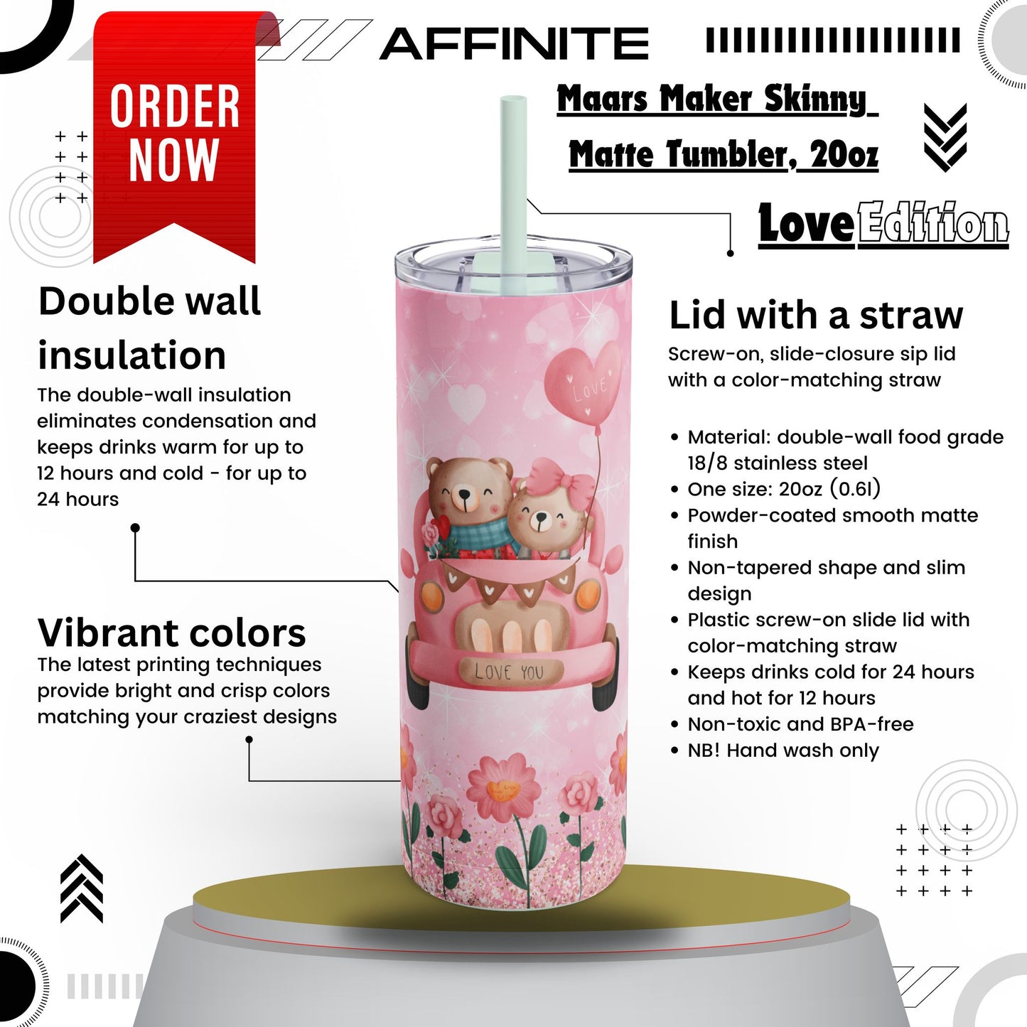 Tumblers 20oz Maars Maker Matte Tumbler – A Skinny Sip of Love Seaglass 20oz Matte