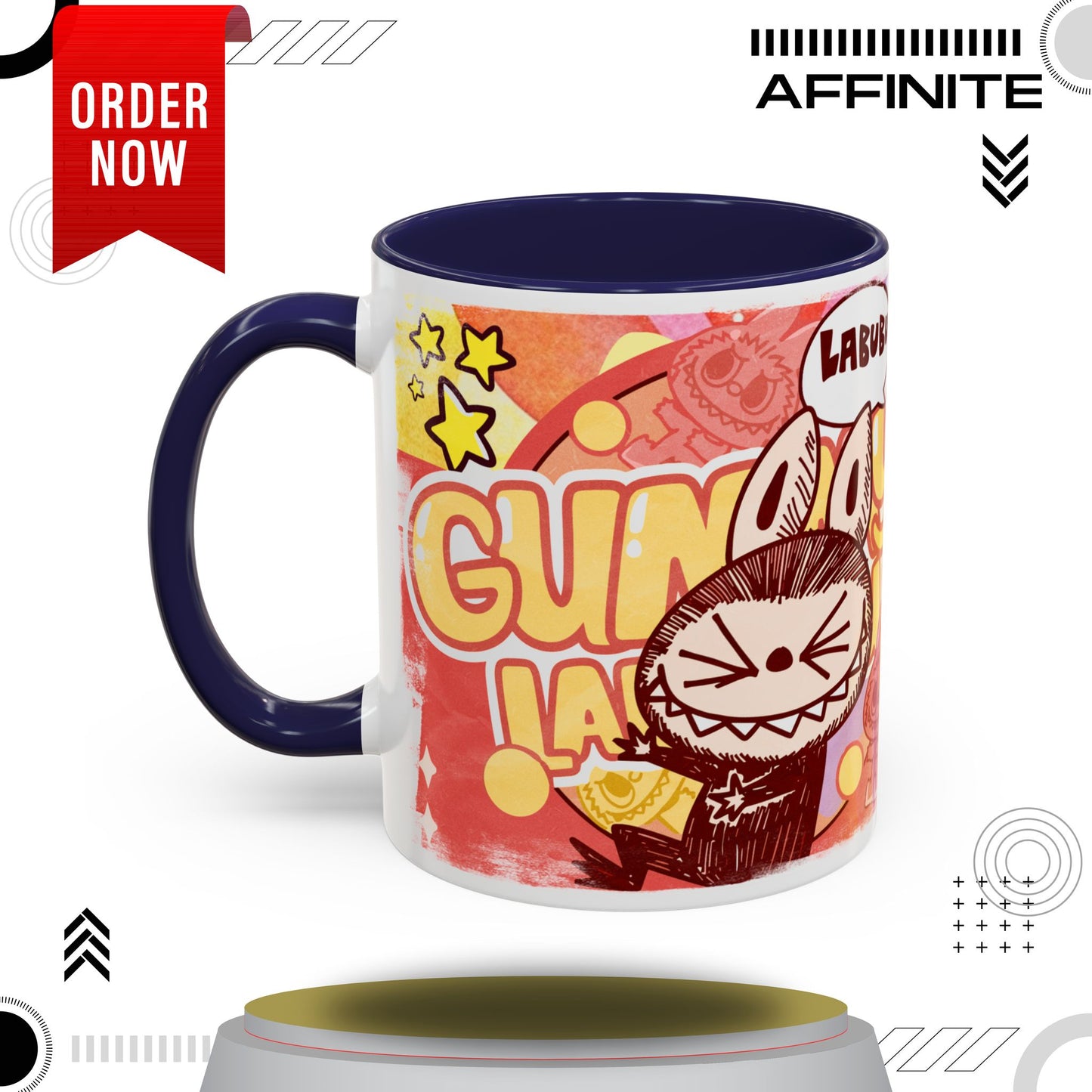 Mug Lazy Yoga Character Coffee Mug - Fun & Whimsical Art for Every Caffeine Lover 11oz Navy