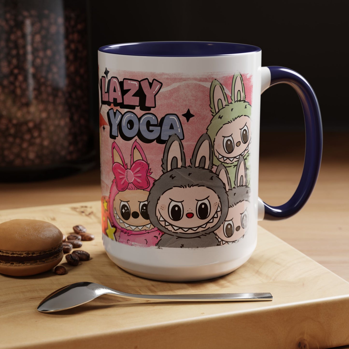 Mug Lazy Yoga Labubu Cartoon Accent Coffee Mug - Fun and Playful Design for Coffee Lovers