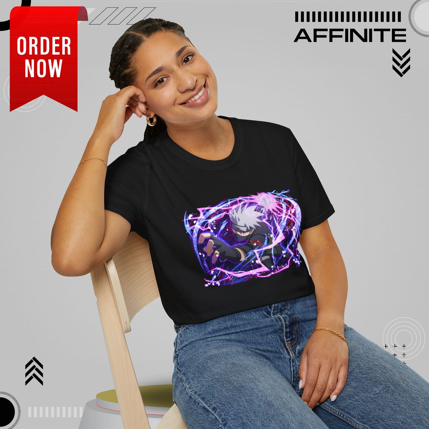 T-Shirt Unisex Softstyle T-Shirt - Bold Anime Kakashi Graphics