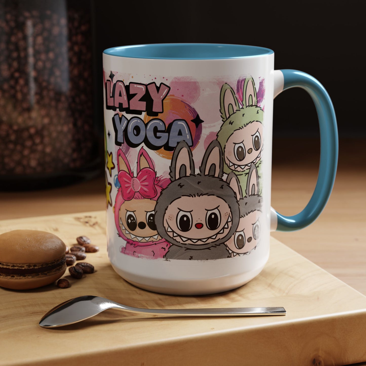 Mug Playful Lazy Yoga Labubu Coffee Mug - Fun Design for Relaxation Lovers